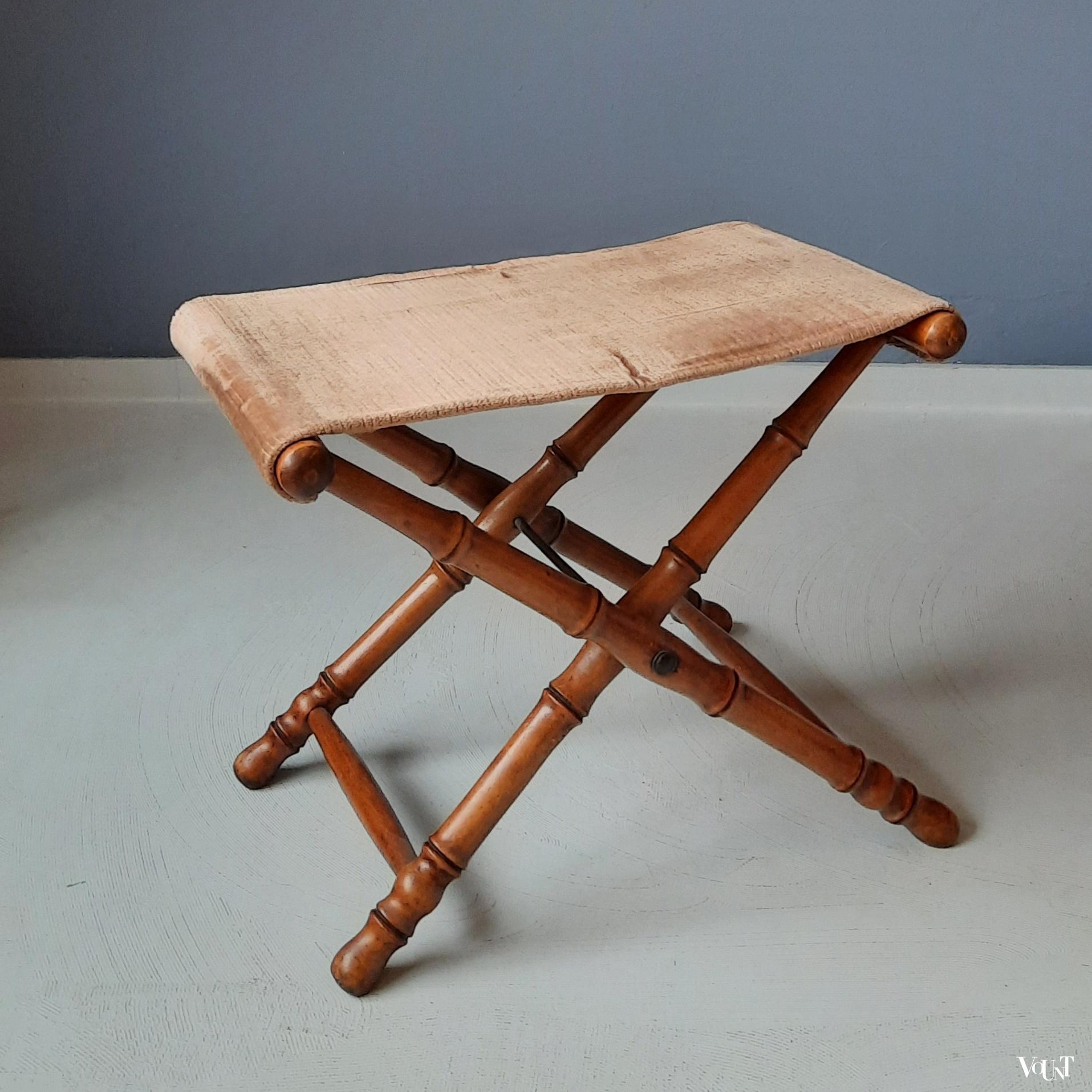 Vintage faux bamboo vouwkruk