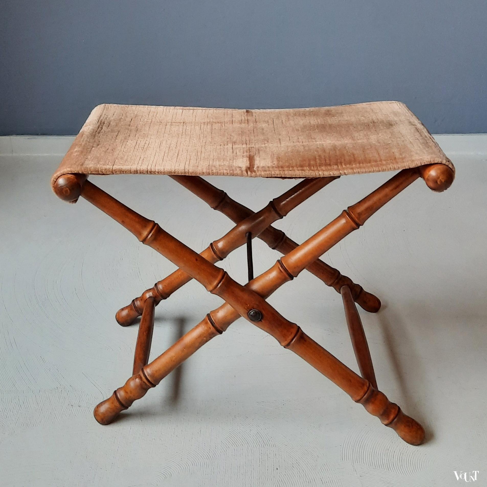 Vintage faux bamboo vouwkruk