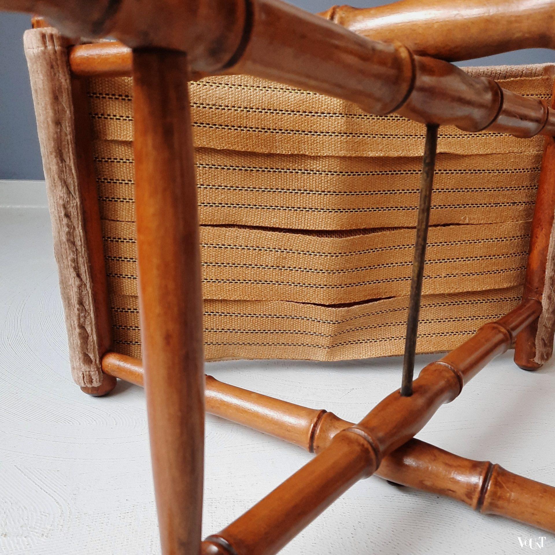 Vintage faux bamboo vouwkruk