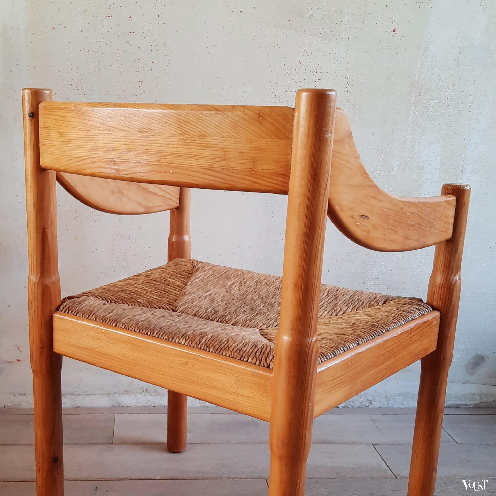 Grenen Carimate stoel, Vico Magistretti voor Cassina, jaren '70
