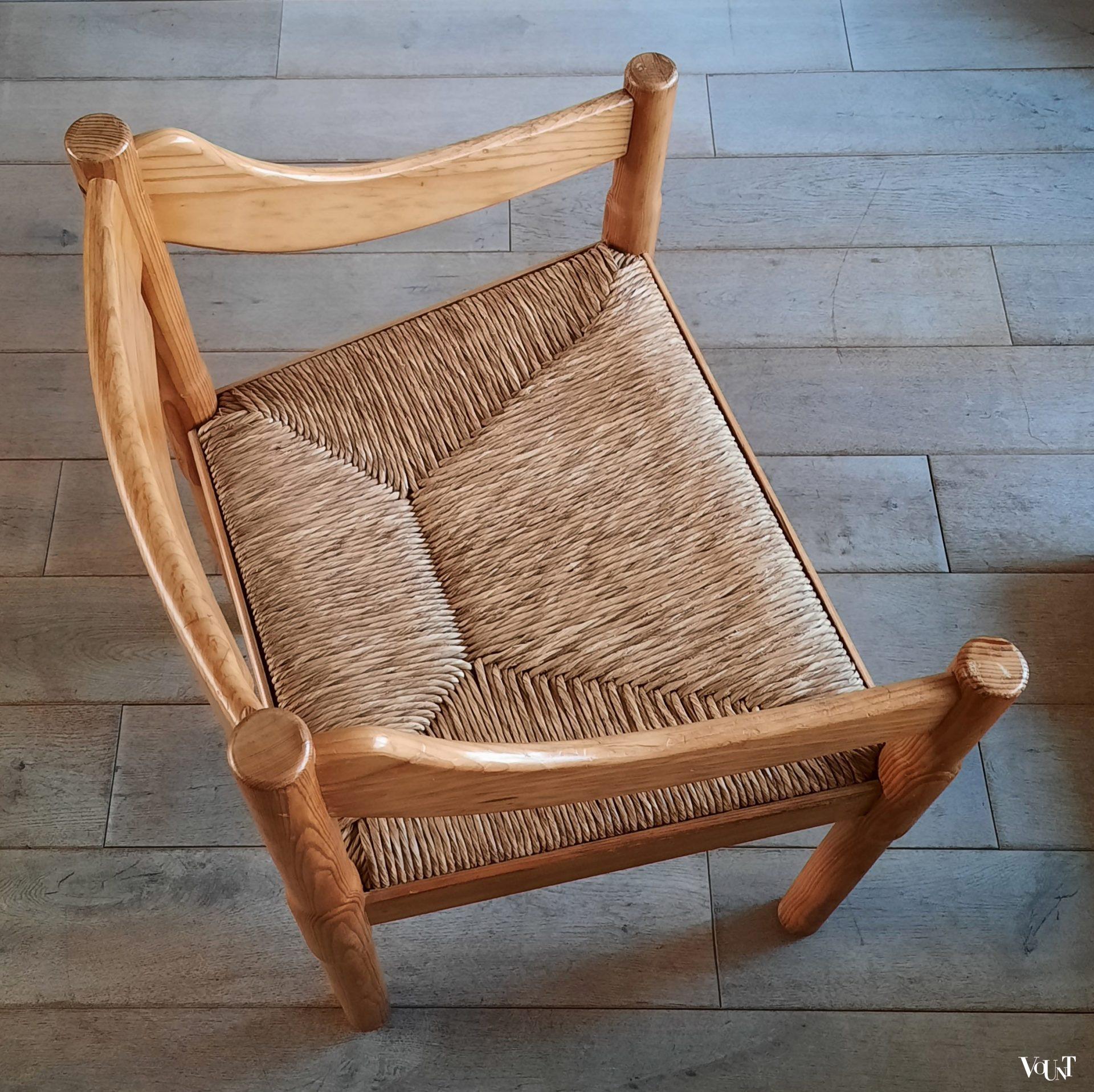 Grenen Carimate stoel, Vico Magistretti voor Cassina, jaren '70