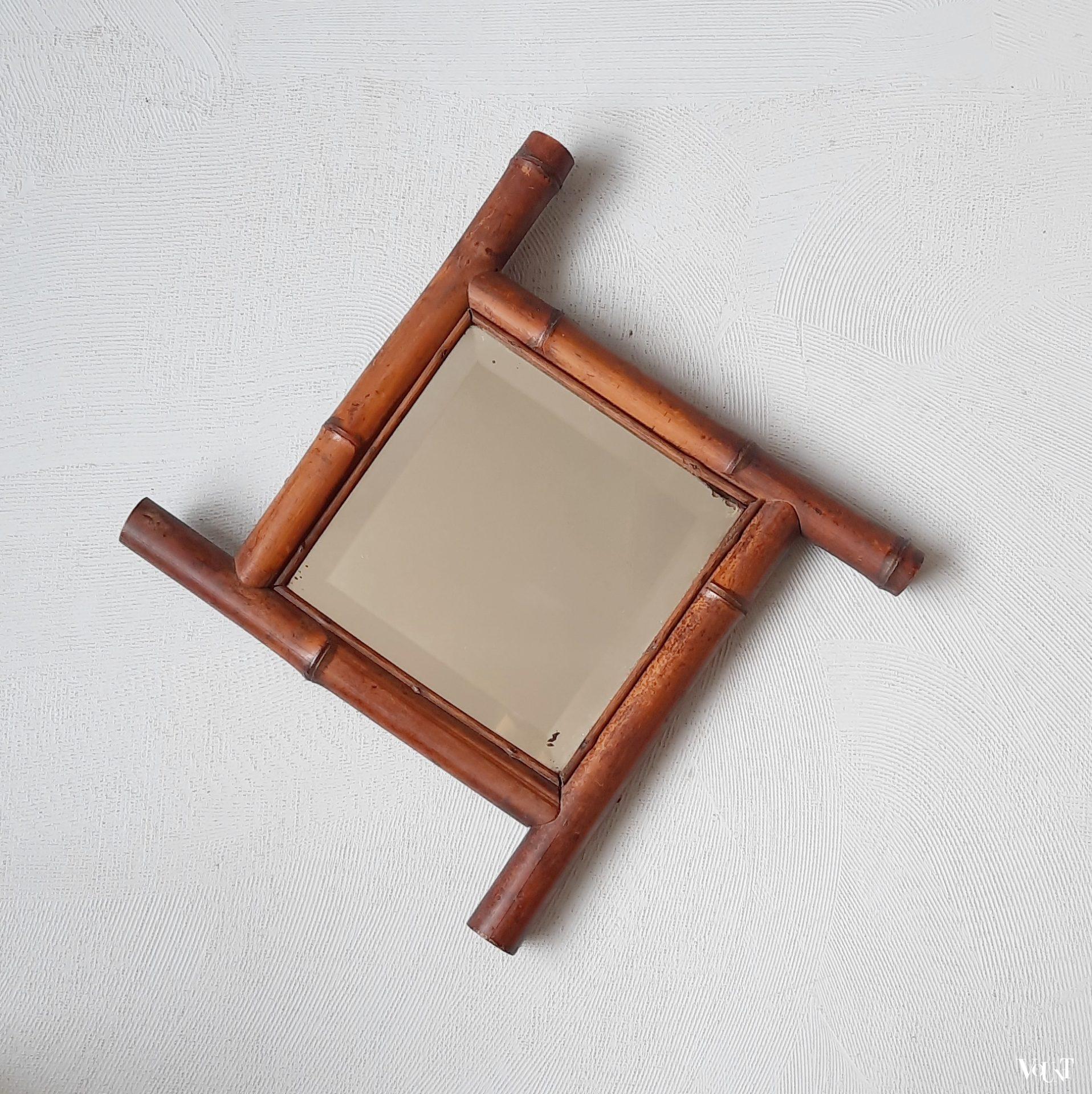 Franse bamboe art deco spiegel, jaren '20/'30