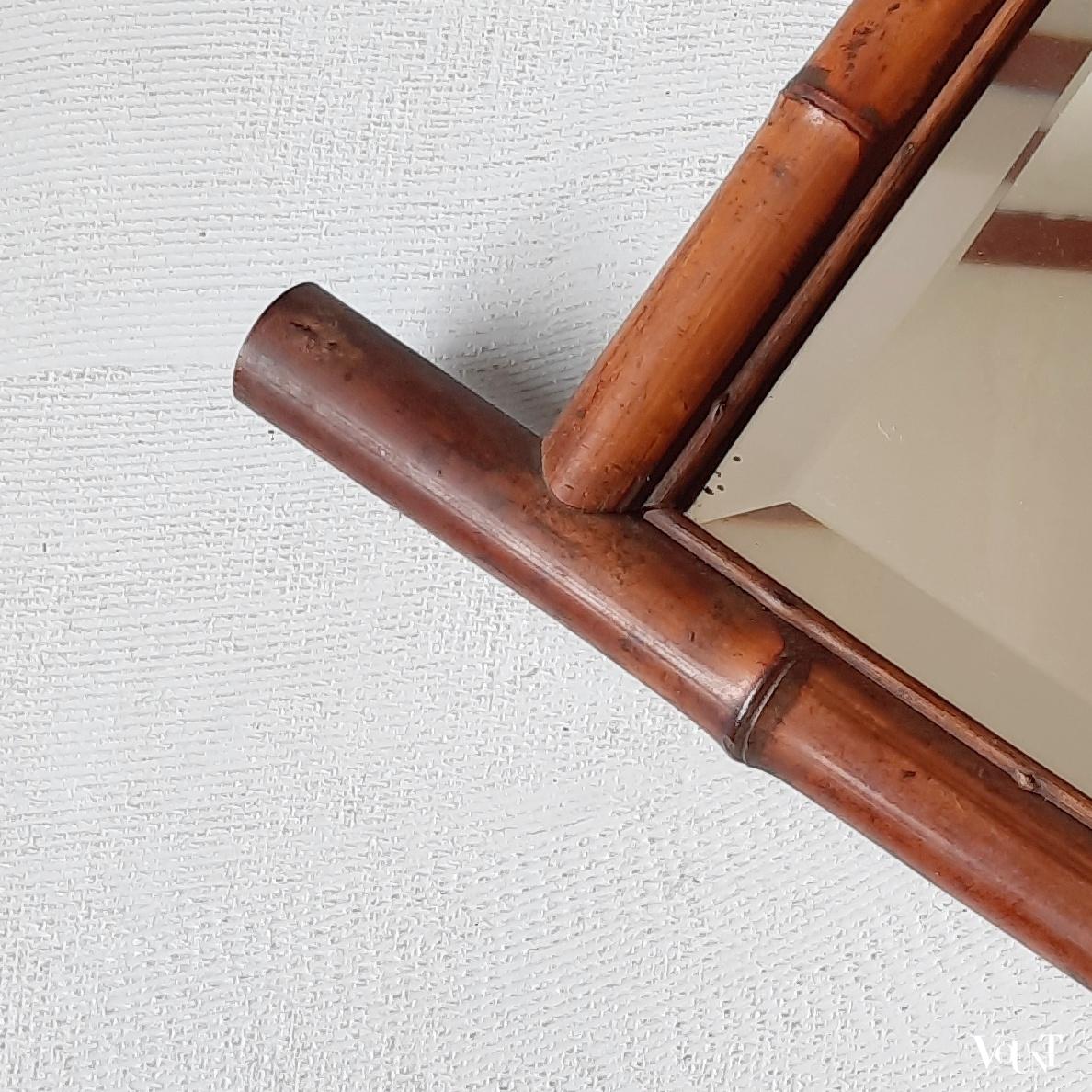 Franse bamboe art deco spiegel, jaren '20/'30