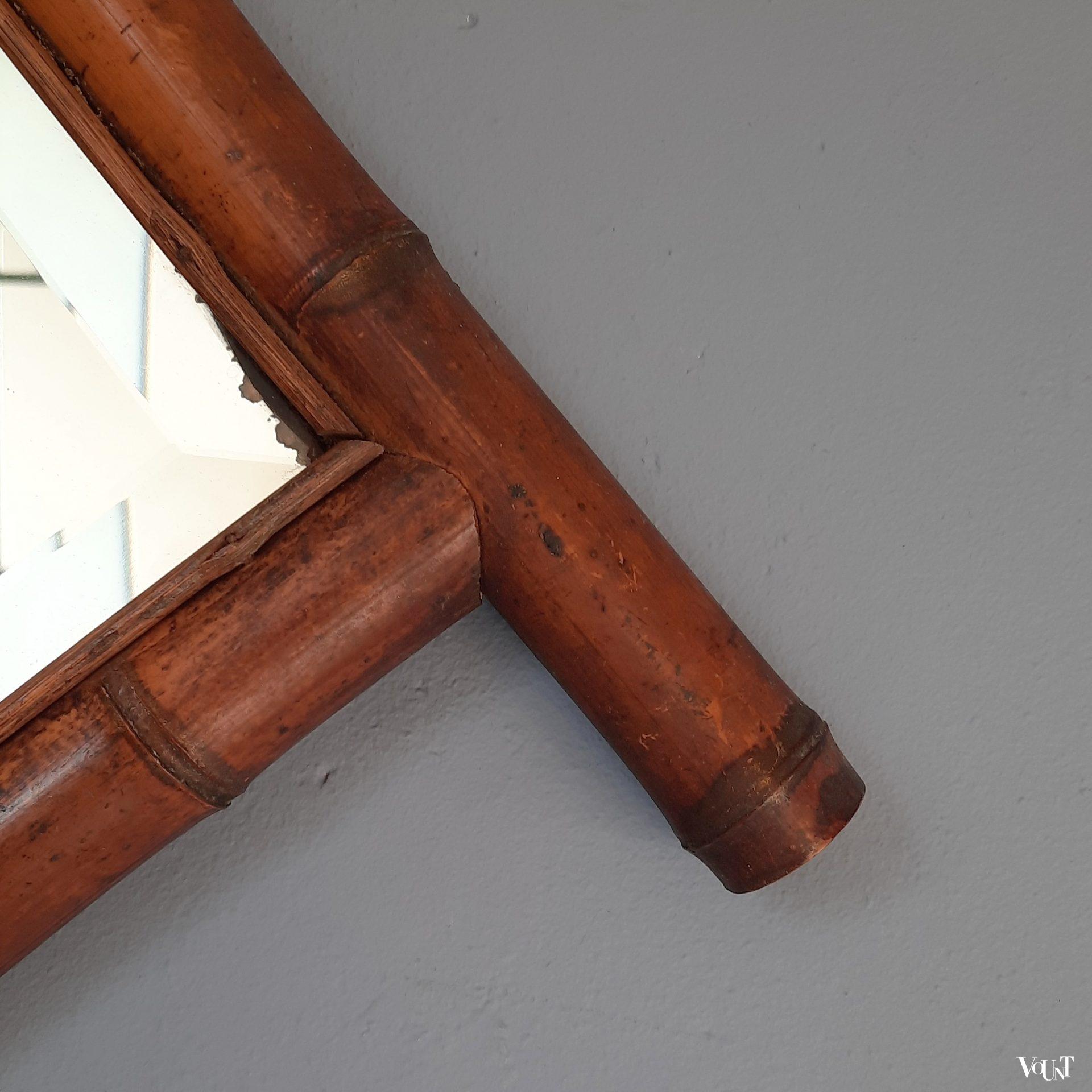 Franse bamboe art deco spiegel, jaren '20/'30