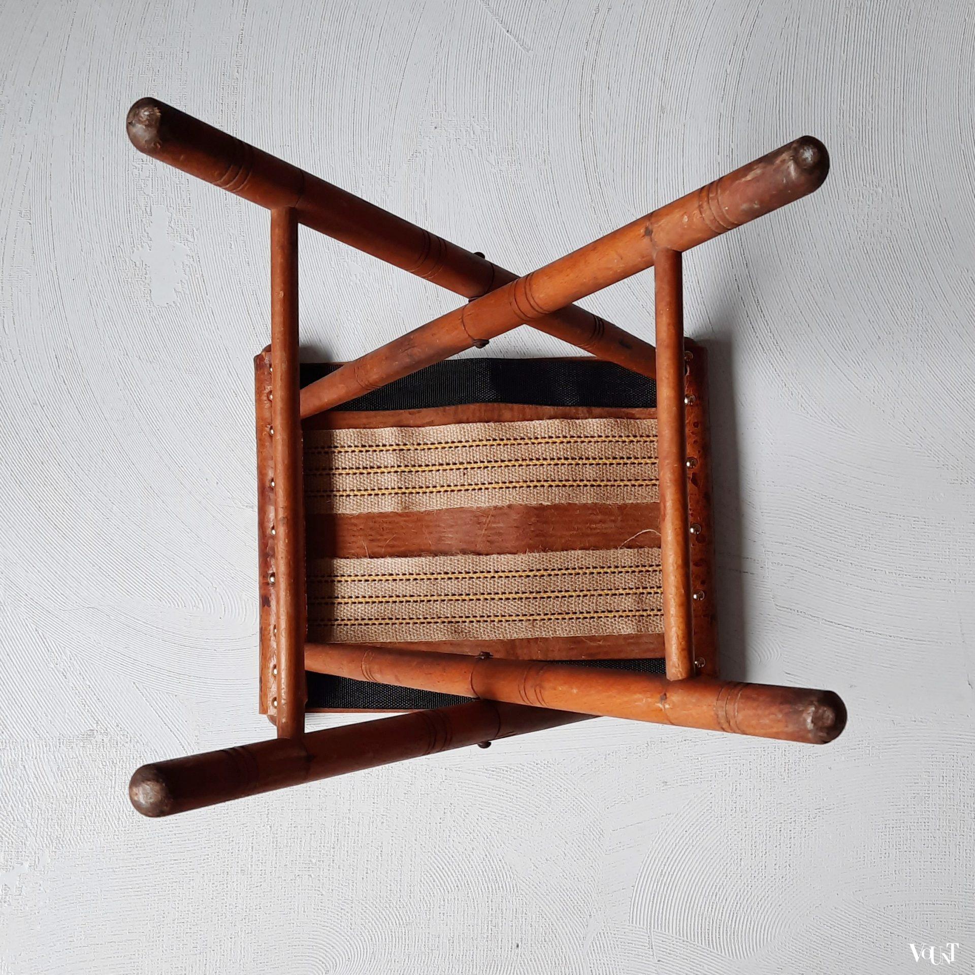 Antiek houten vouwkrukje, Torck, begin 20e eeuw