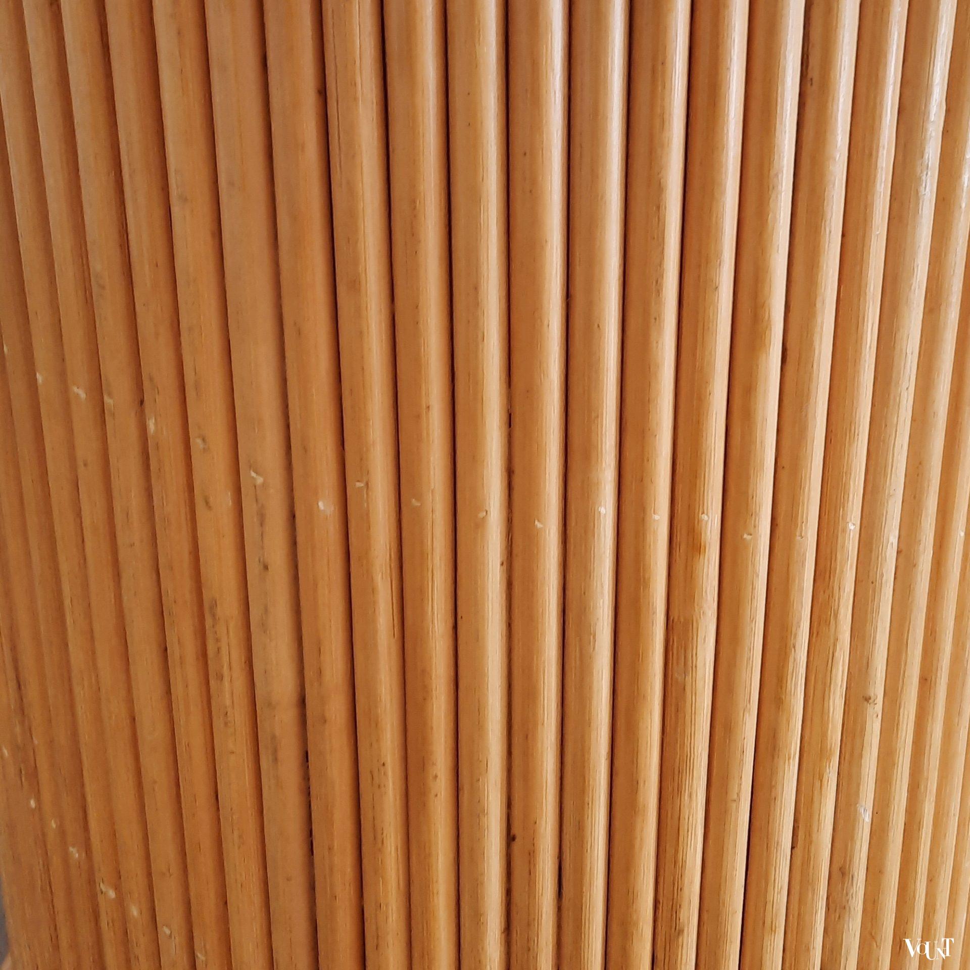 Ronde eettafel rotan en hout, jaren '80