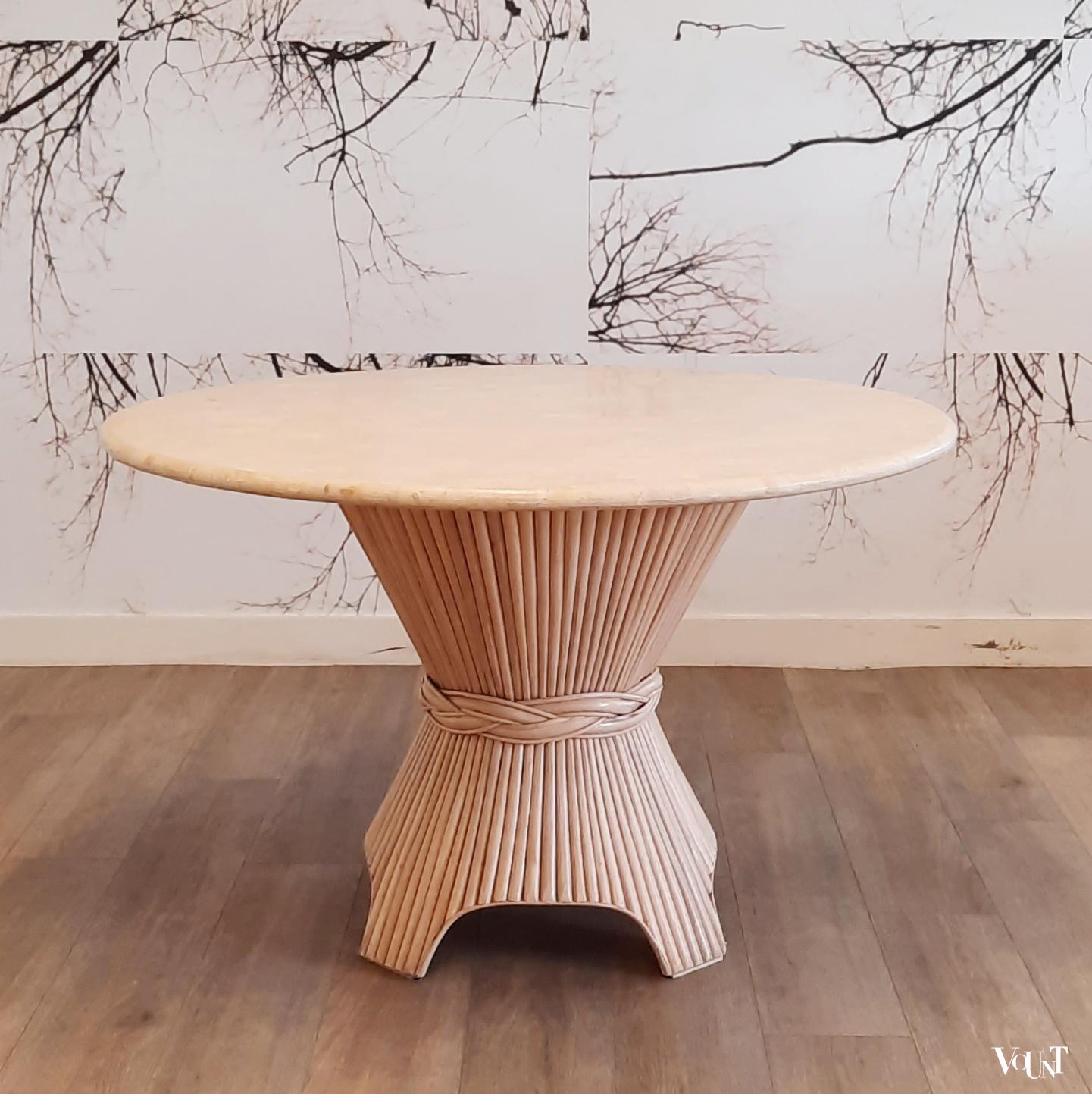 McGuire eettafel, rotan en hout, jaren '80