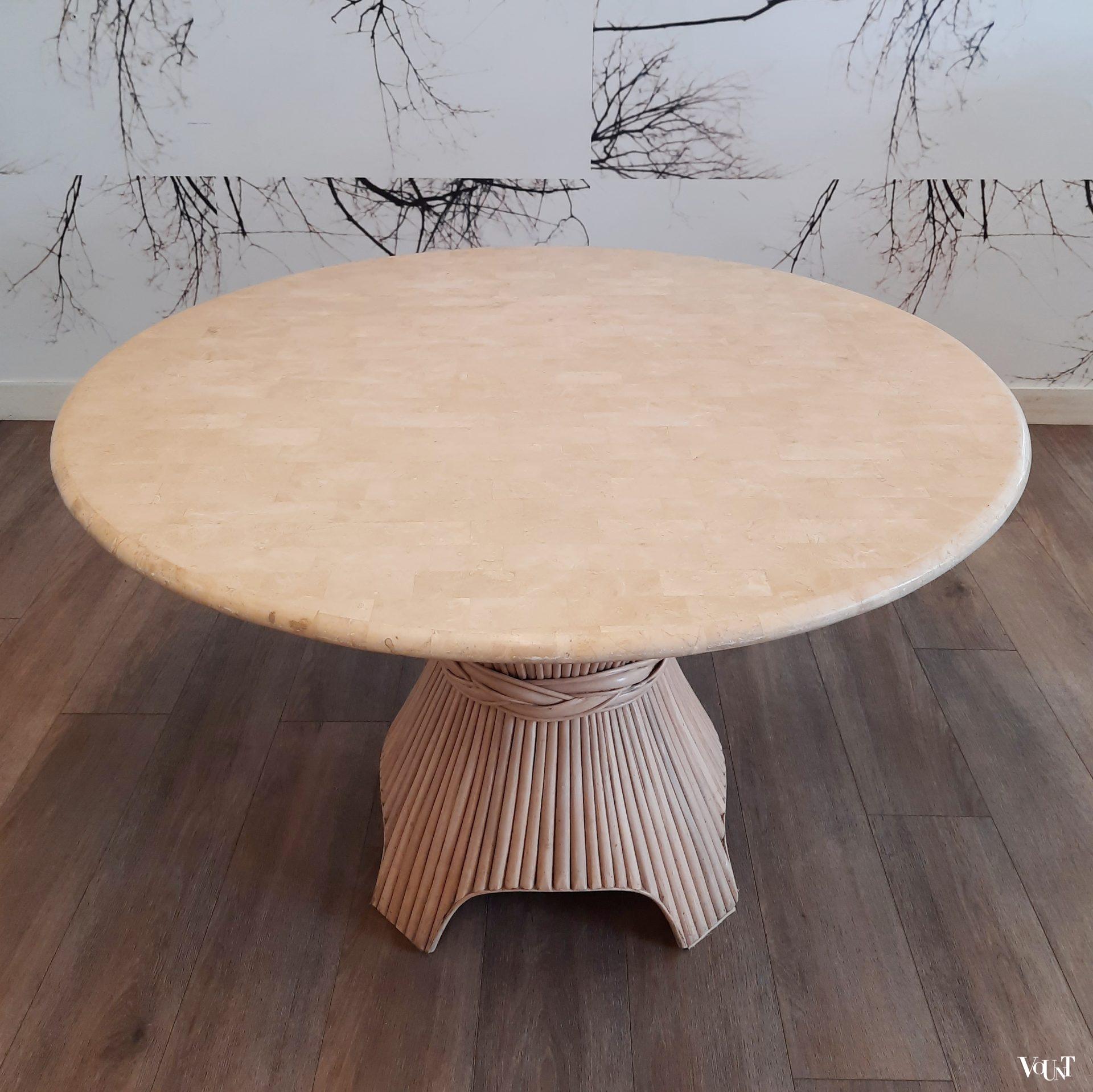 McGuire eettafel, rotan en hout, jaren '80