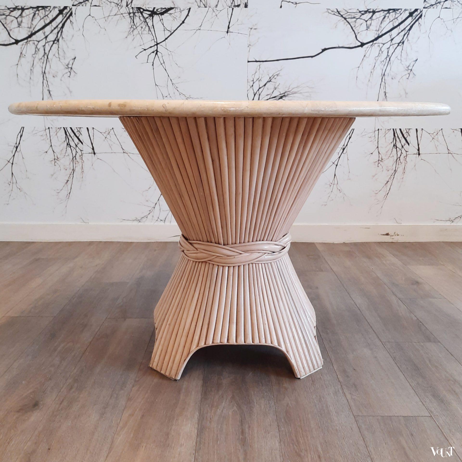 McGuire eettafel, rotan en hout, jaren '80
