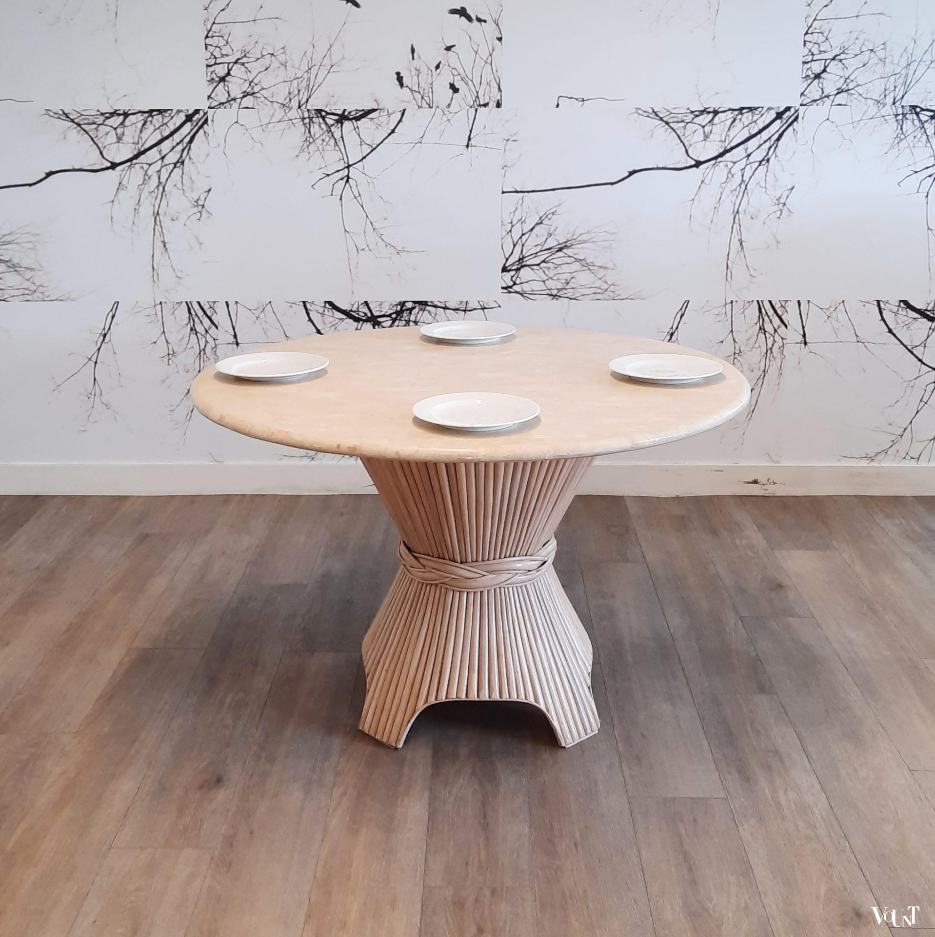 McGuire eettafel, rotan en hout, jaren '80