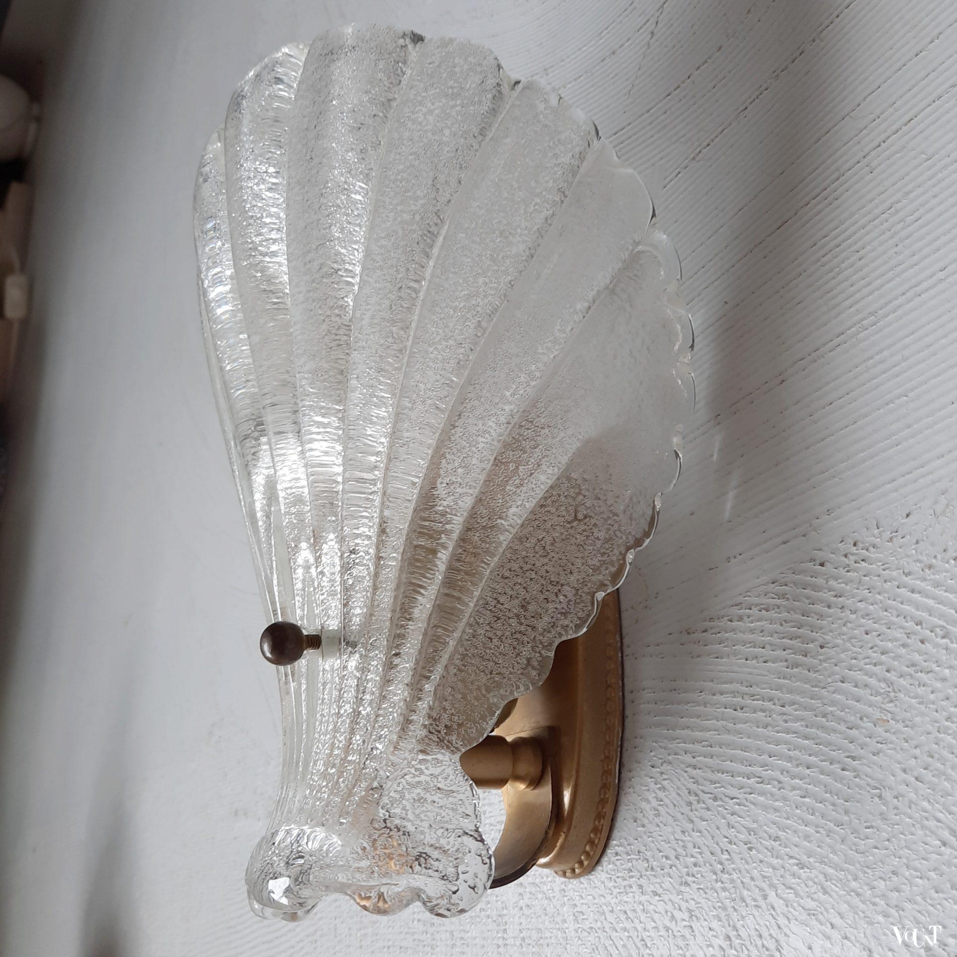 Glazen wandlampje schelp, Orrefors, jaren '60