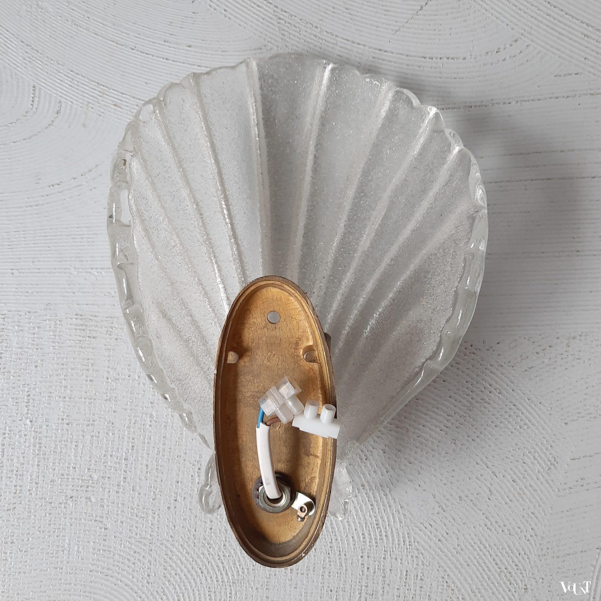 Glazen wandlampje schelp, Orrefors, jaren '60