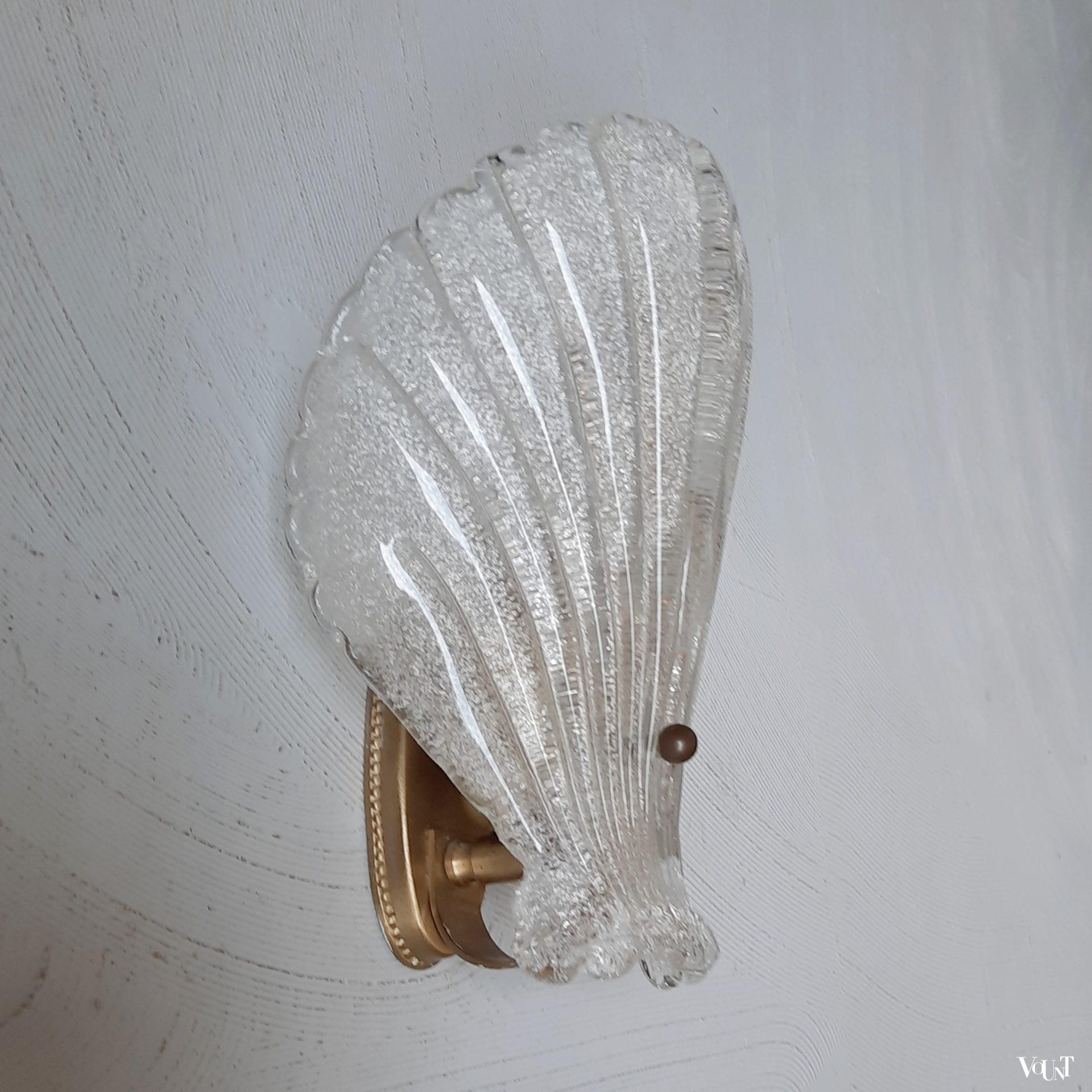 Glazen wandlampje schelp, Orrefors, jaren '60