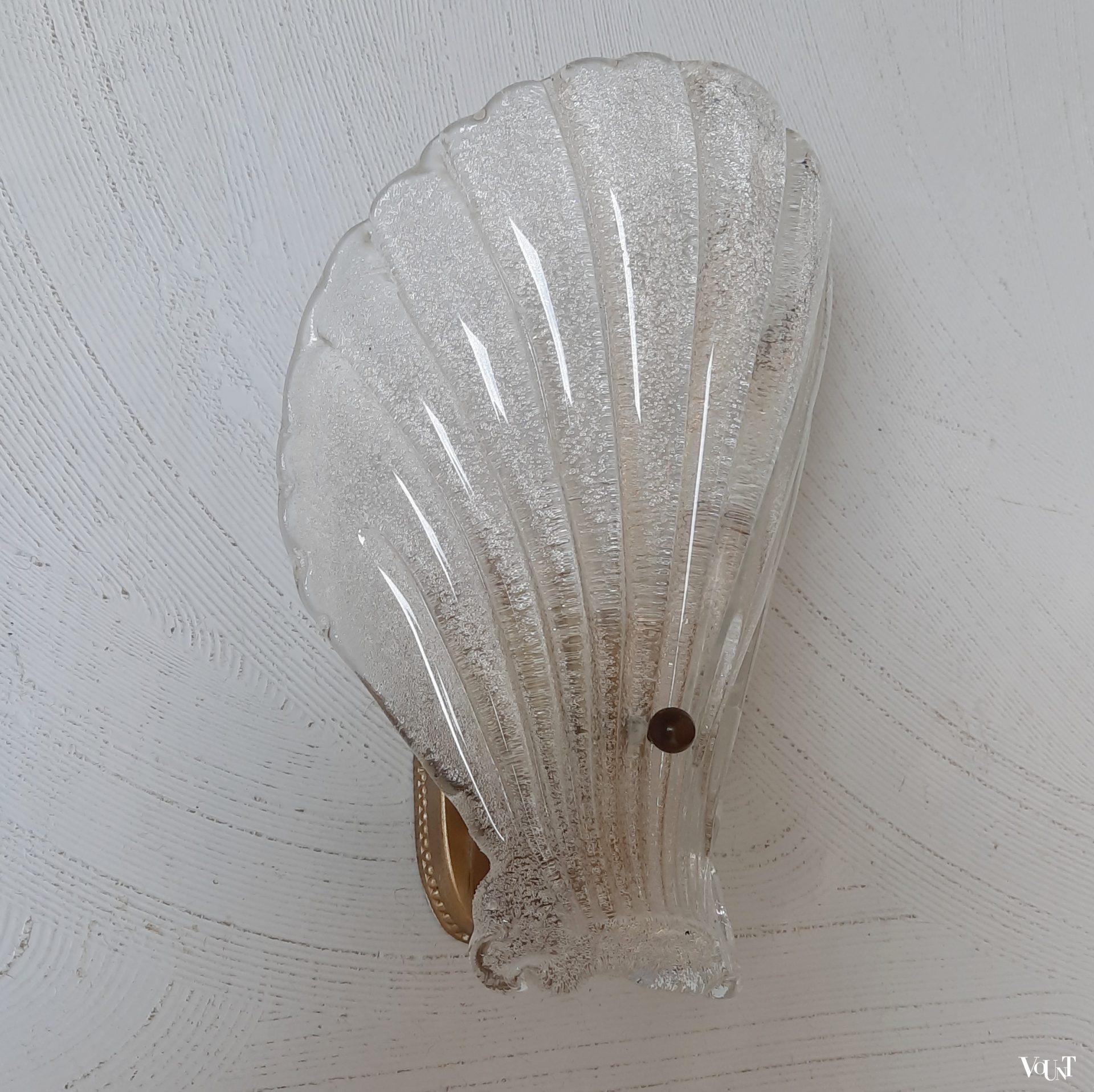 Glazen wandlampje schelp, Orrefors, jaren '60