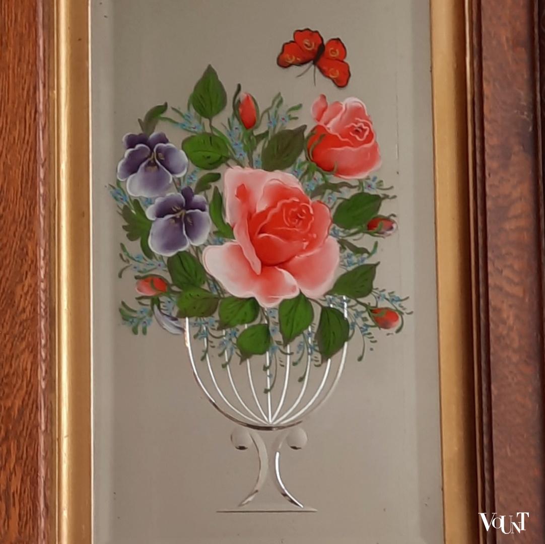 Victoriaanse spiegel met achterglasschildering, Engeland, ca. 1890