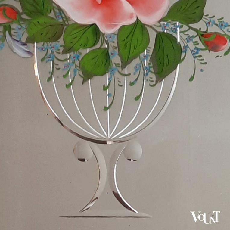 Victoriaanse spiegel met achterglasschildering, Engeland, ca. 1890