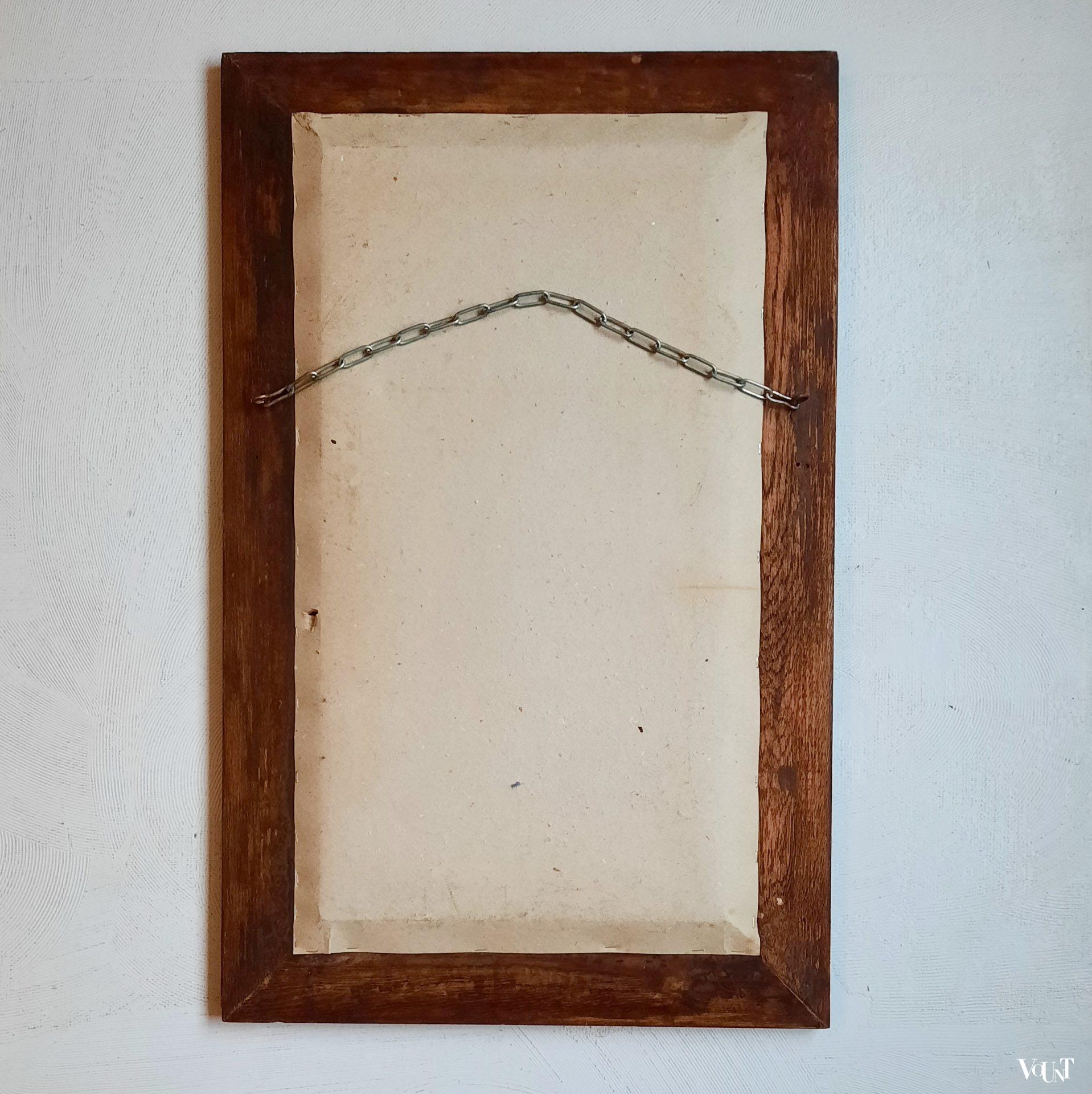 Victoriaanse spiegel met achterglasschildering, Engeland, ca. 1890