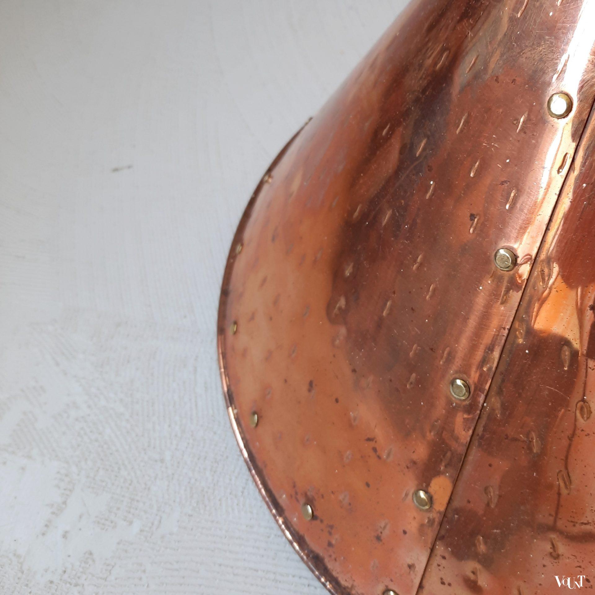 Brutalist Deense koperen hanglamp, E.S. Horn, jaren '50