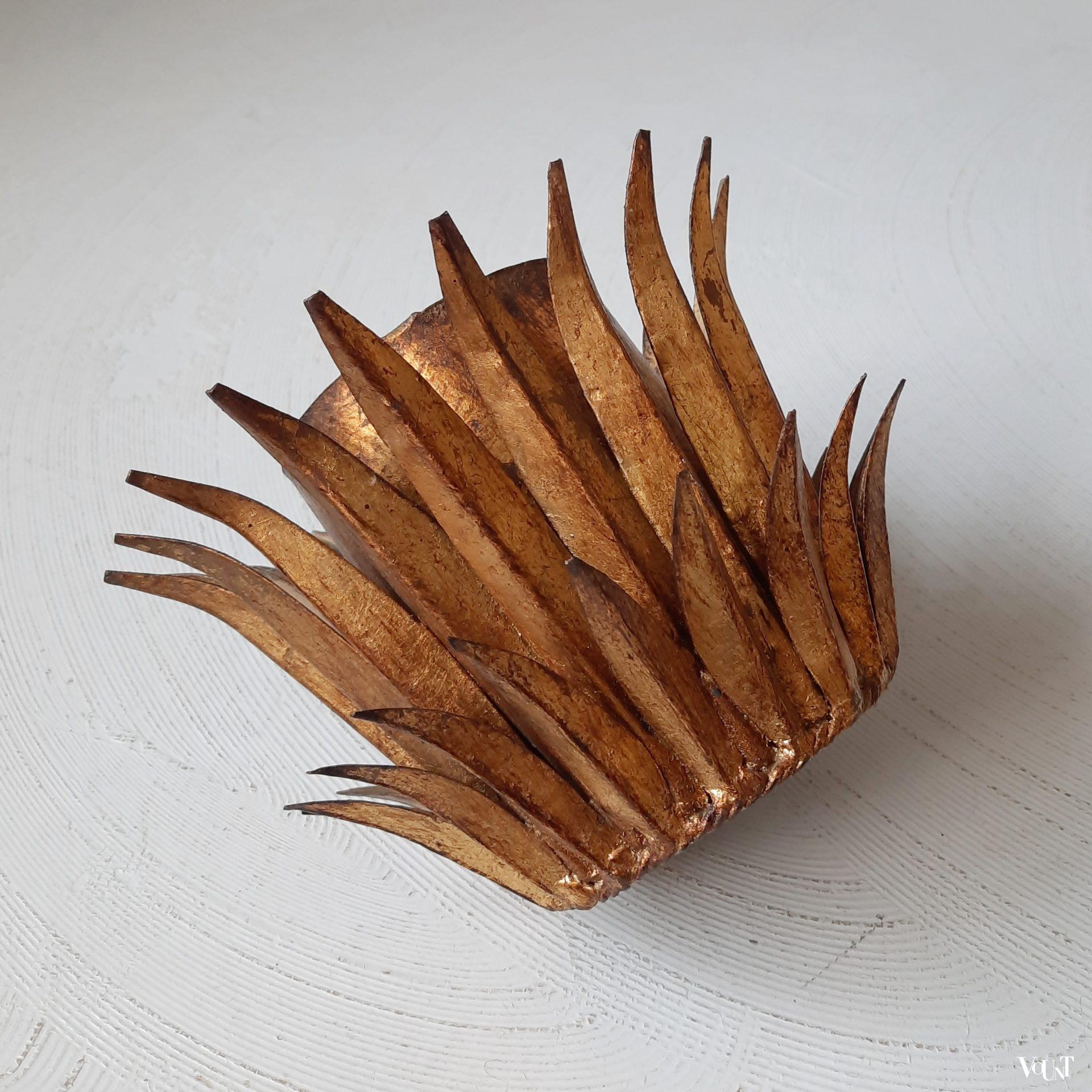 Goudkleurige plafond- of wandlamp, Coco Chanel-/Hollywood Regency-stijl, jaren '50/'60