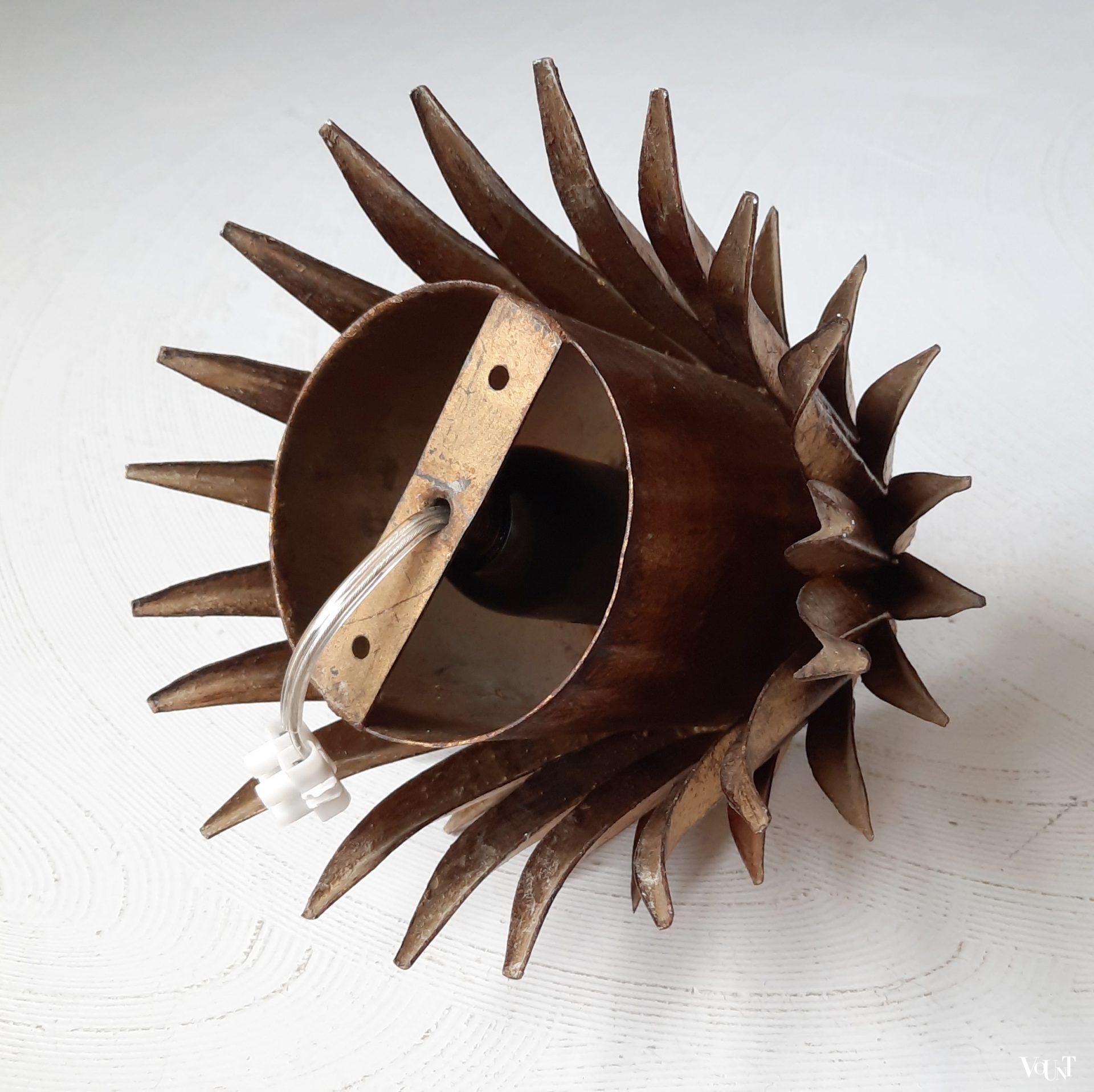 Goudkleurige plafond- of wandlamp, Coco Chanel-/Hollywood Regency-stijl, jaren '50/'60