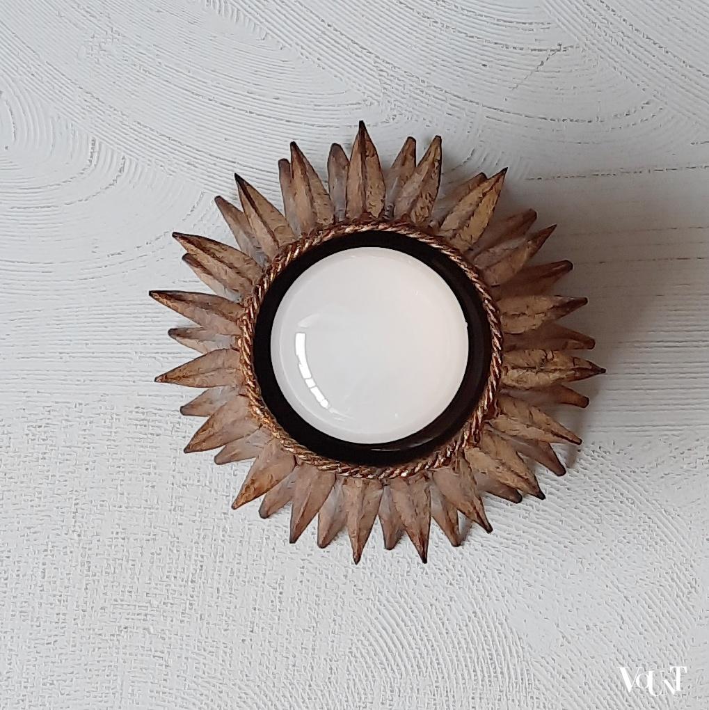 Goudkleurige plafond- of wandlamp, Coco Chanel-/Hollywood Regency-stijl, jaren '50/'60