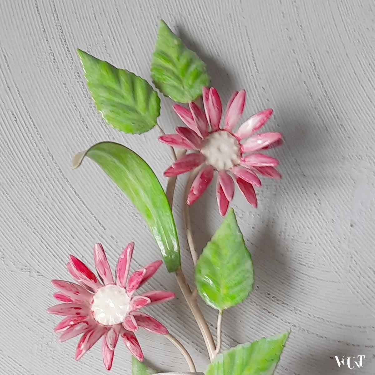 Frans metalen wandlampje bloemen, jaren '60