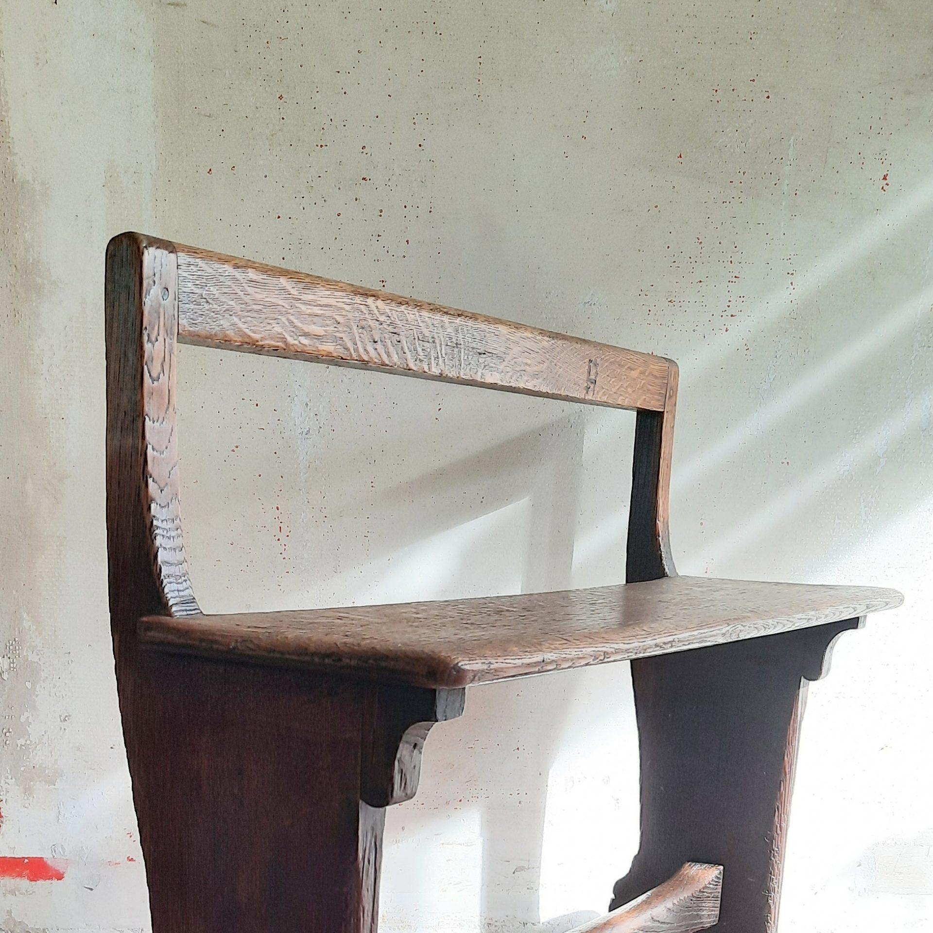 Antiek eiken (hal)bankje, eind19e eeuw