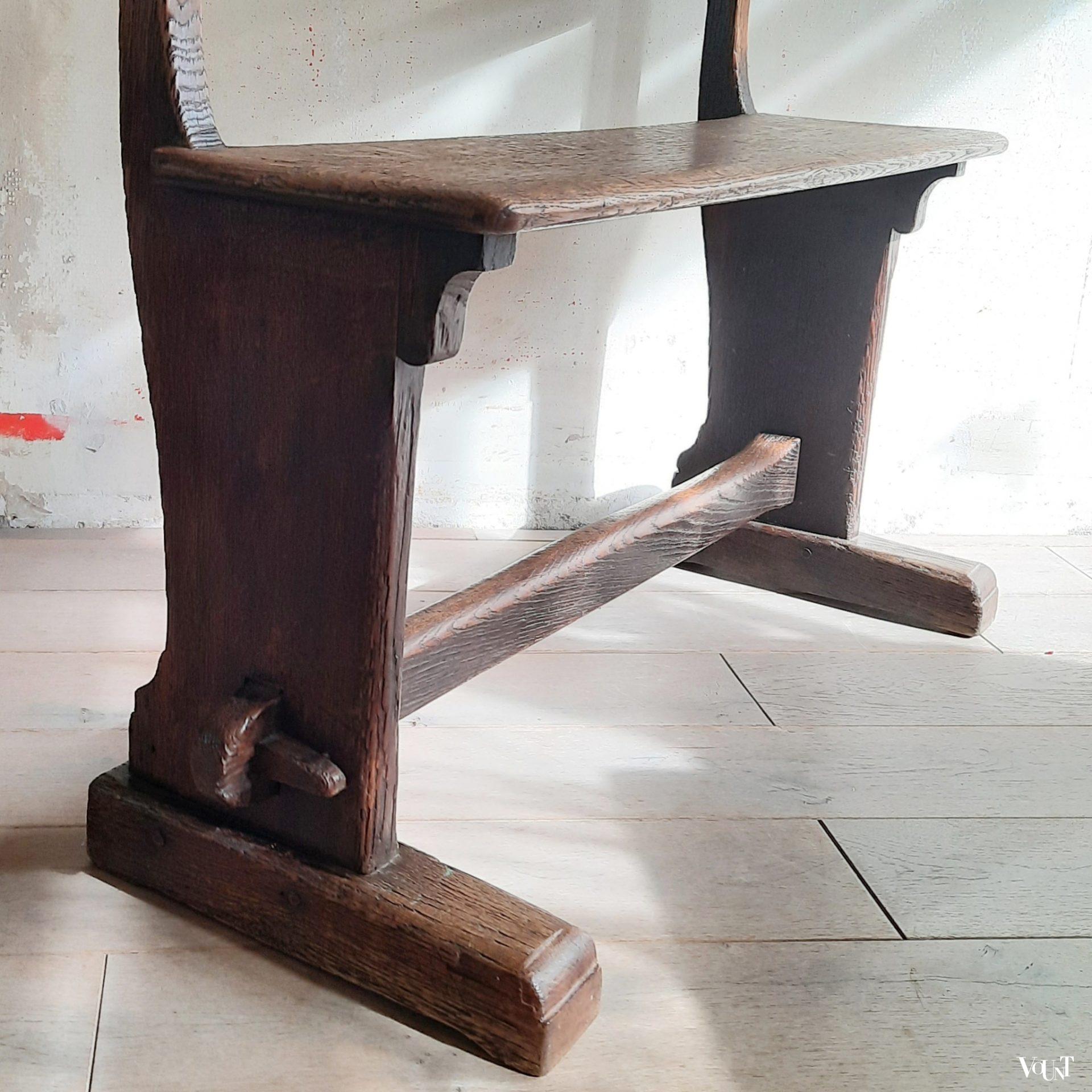 Antiek eiken (hal)bankje, eind19e eeuw