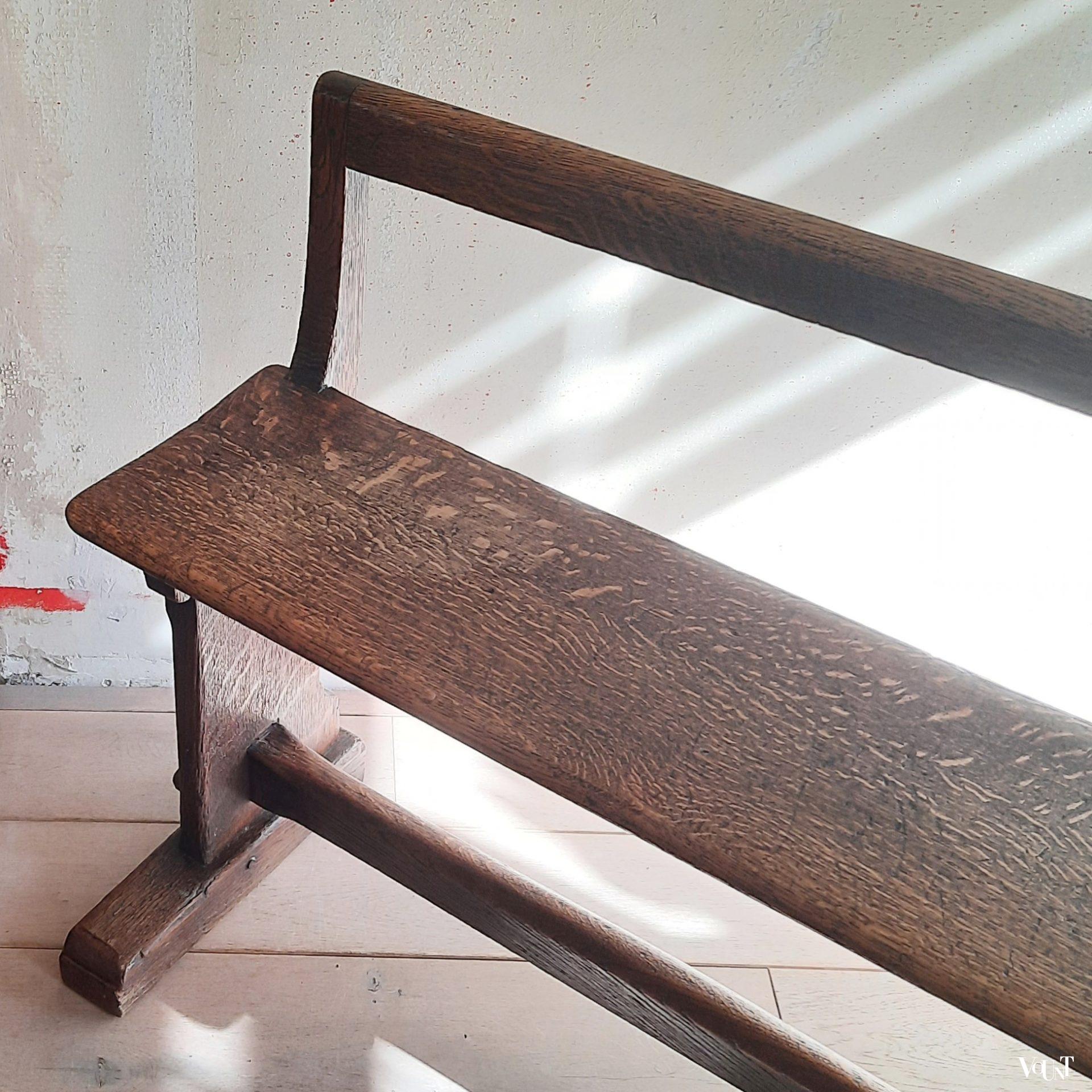 Antiek eiken (hal)bankje, eind19e eeuw