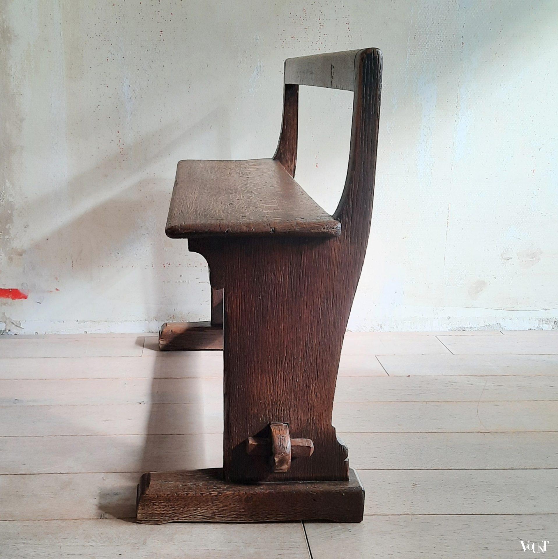 Antiek eiken (hal)bankje, eind19e eeuw