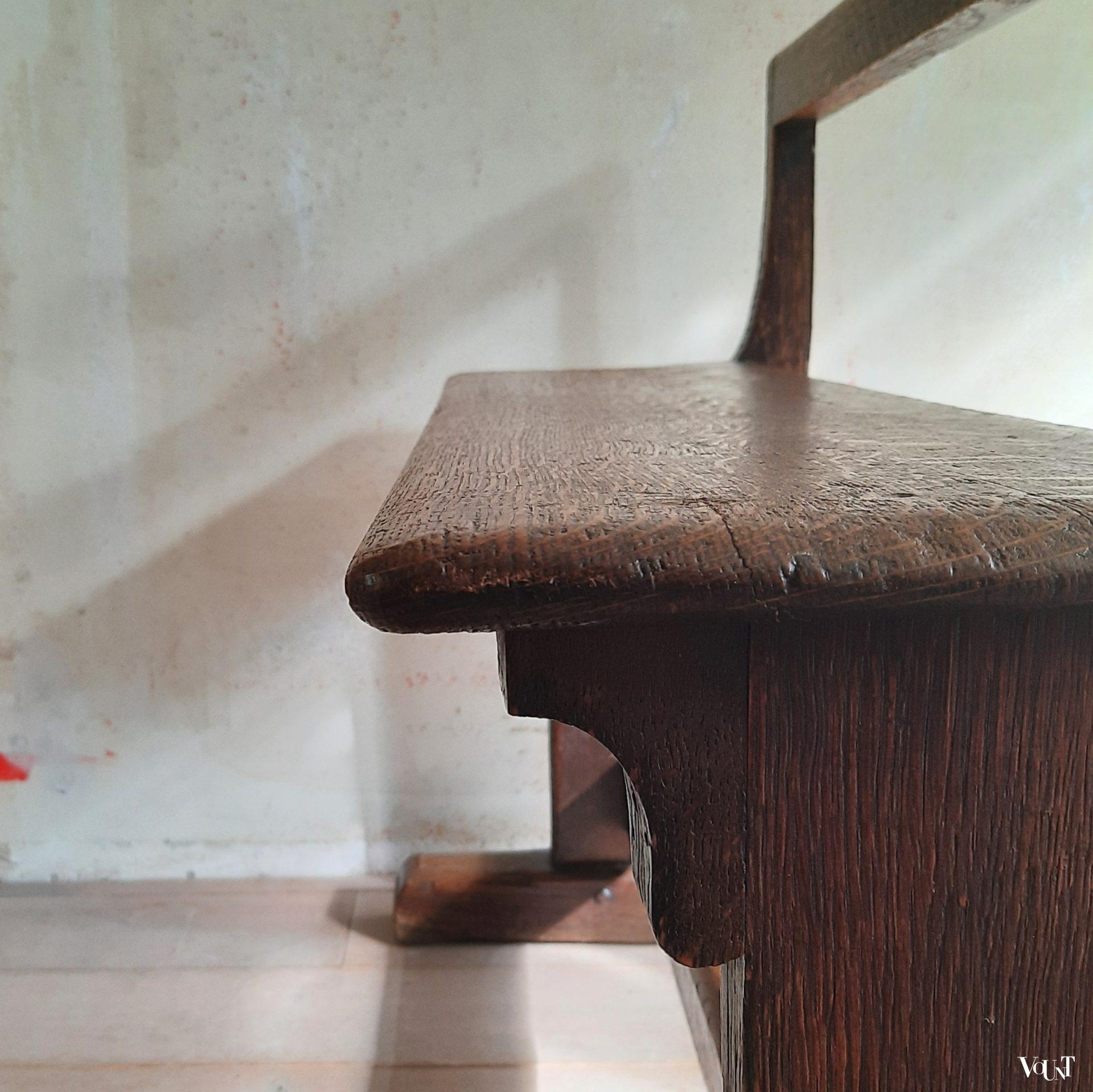 Antiek eiken (hal)bankje, eind19e eeuw