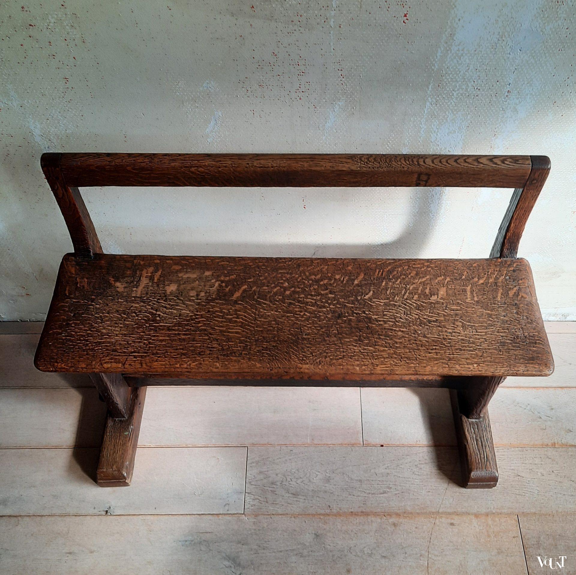 Antiek eiken (hal)bankje, eind19e eeuw