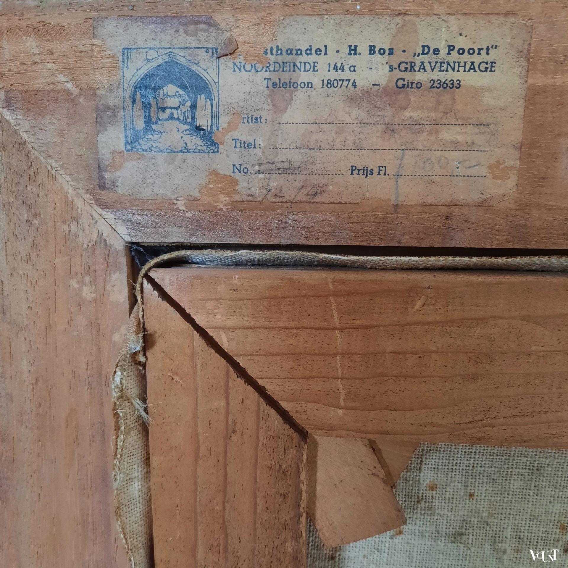 Jaren '30 reproductie Gauguin op canvas, Kunsthandel H. Bos "De Poort"