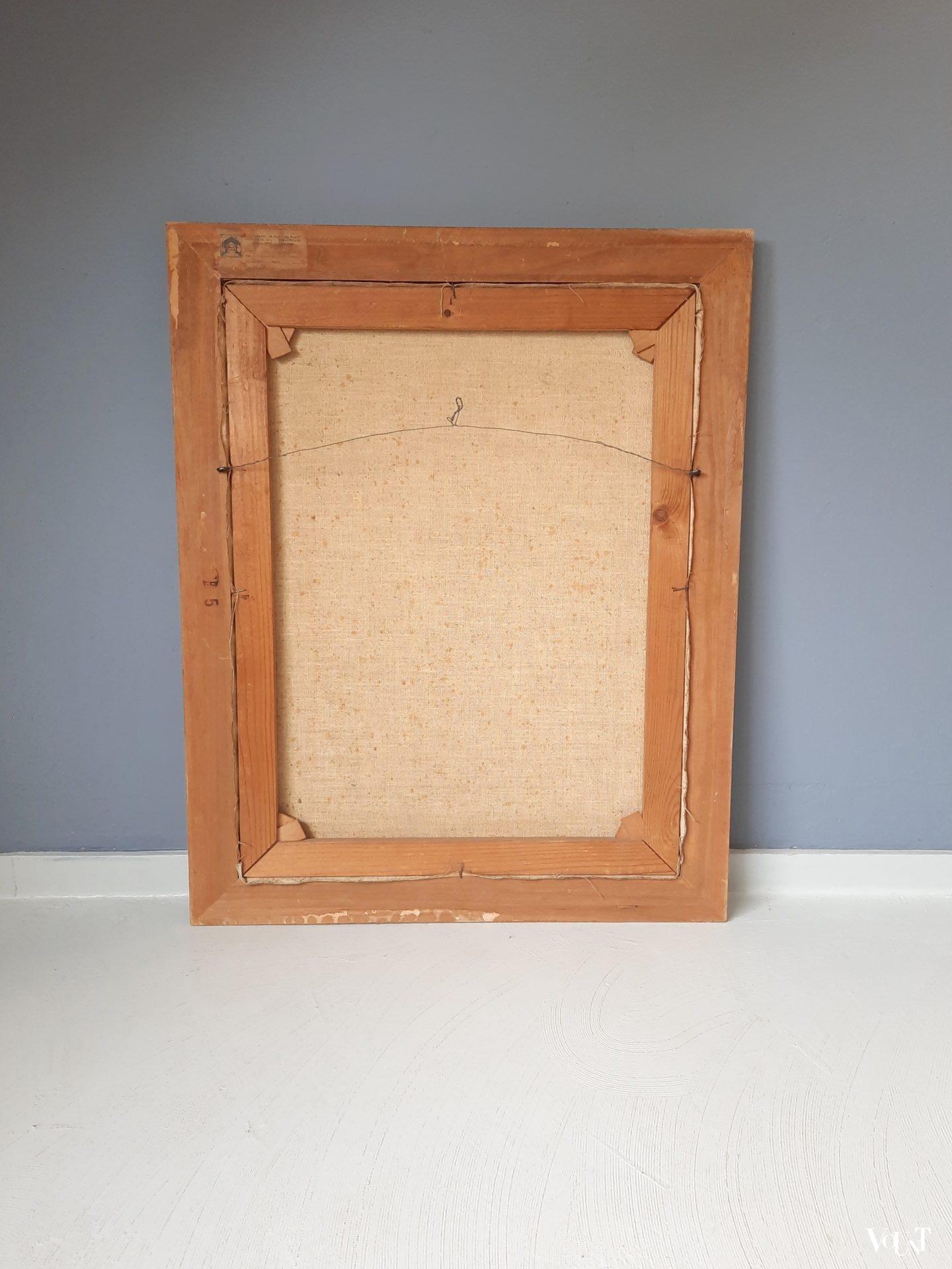 Jaren '30 reproductie Gauguin op canvas, Kunsthandel H. Bos "De Poort"