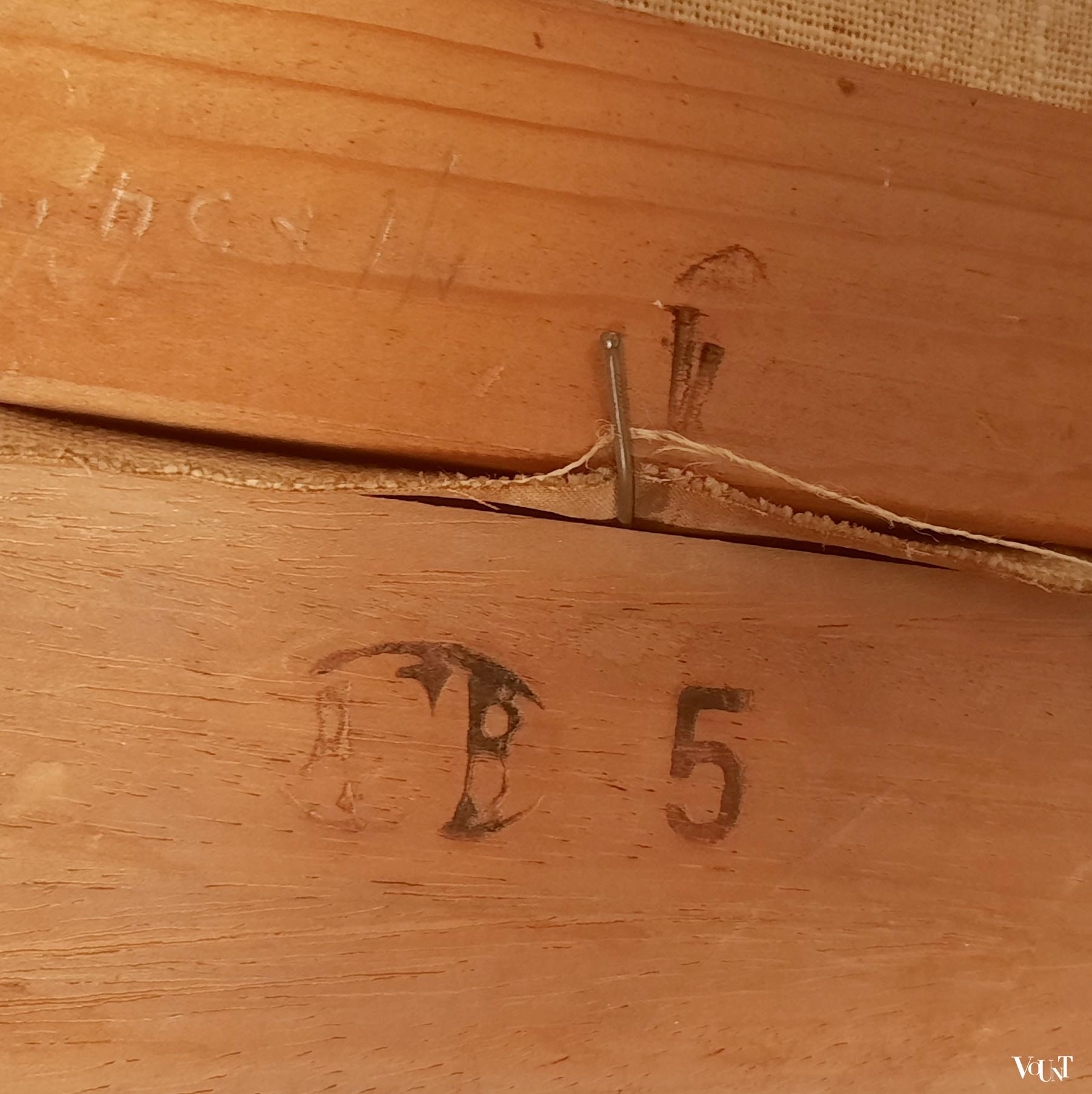 Jaren '30 reproductie Gauguin op canvas, Kunsthandel H. Bos "De Poort"