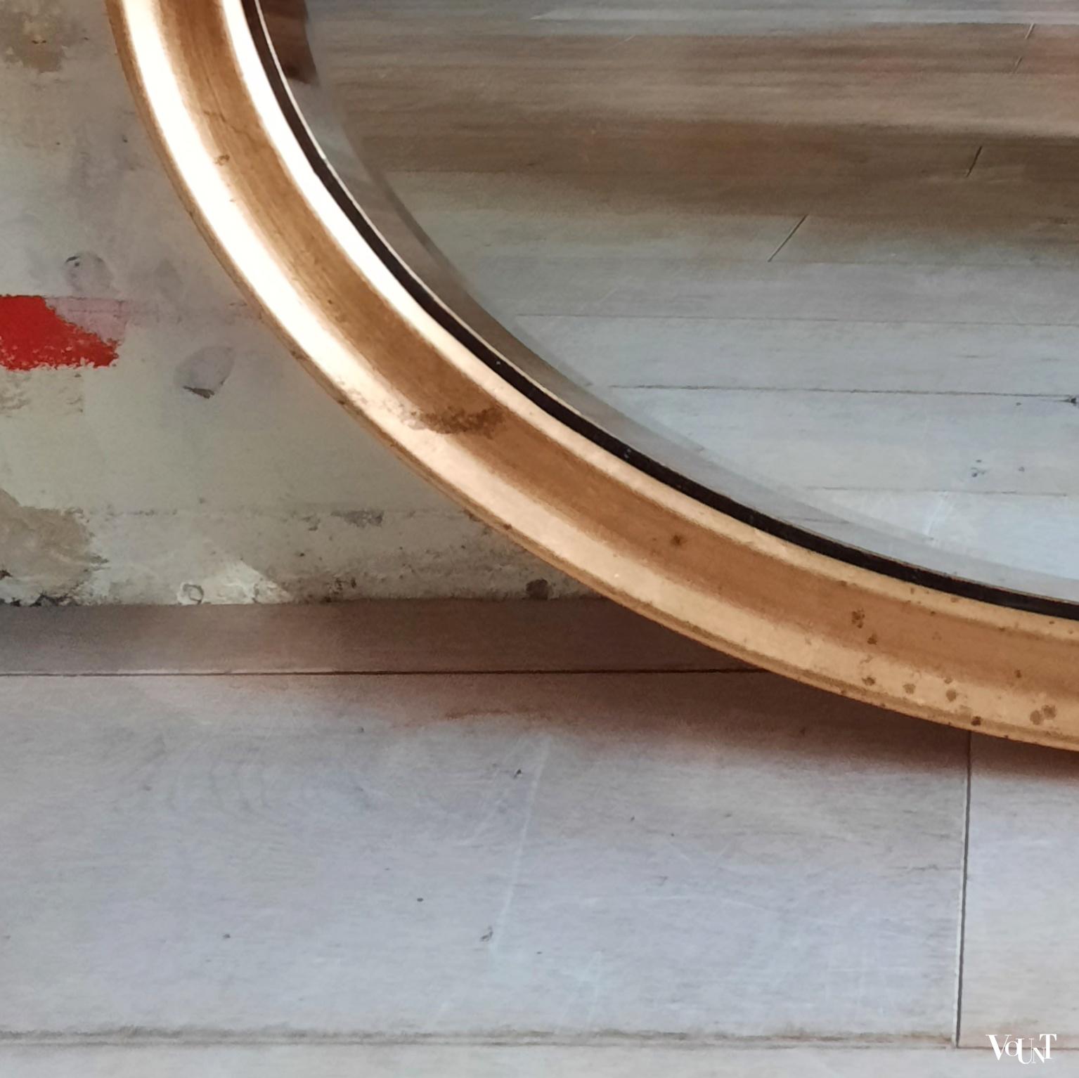 Facetgeslepen ovale spiegel met goudkleurige lijst, jaren '70