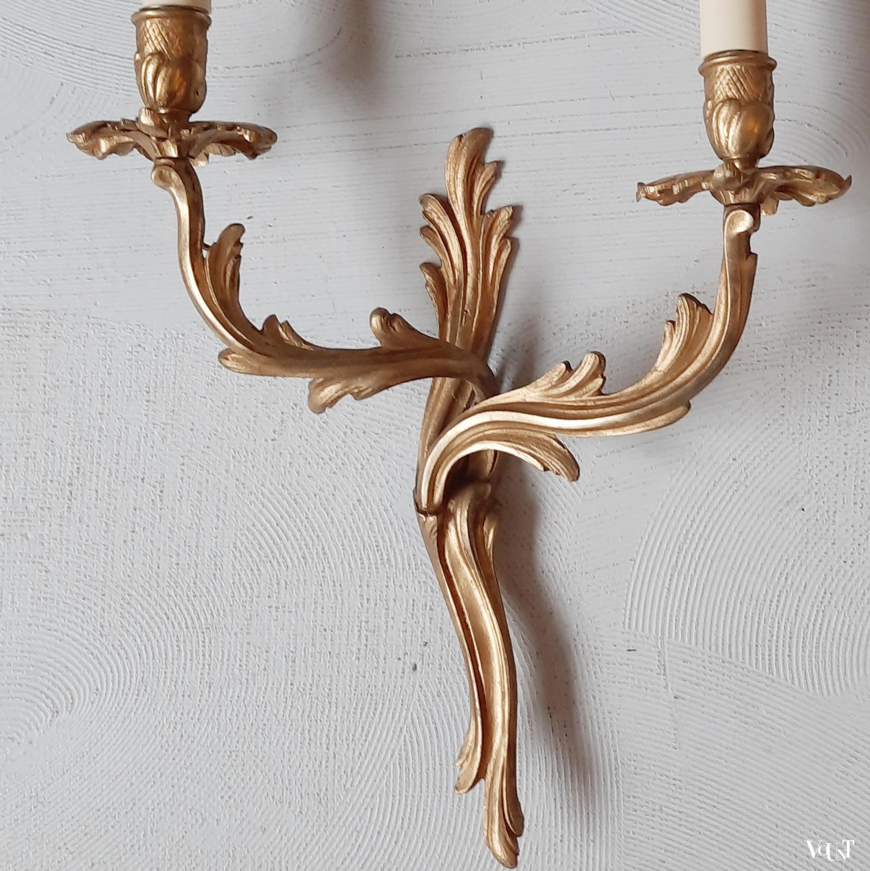 Set van 4 messing wandlampen, Frankrijk, jaren '50/'60