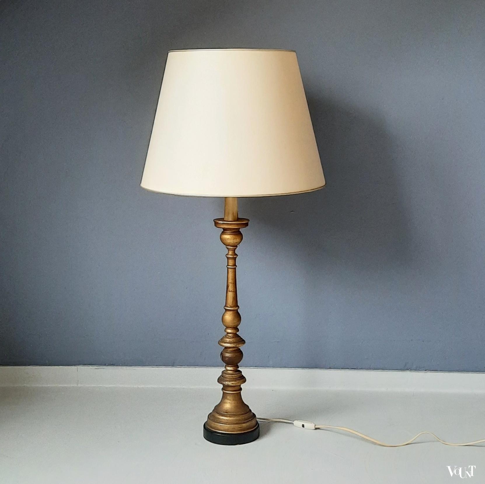Houten Florentijnse tafellamp, Italië, jaren '60