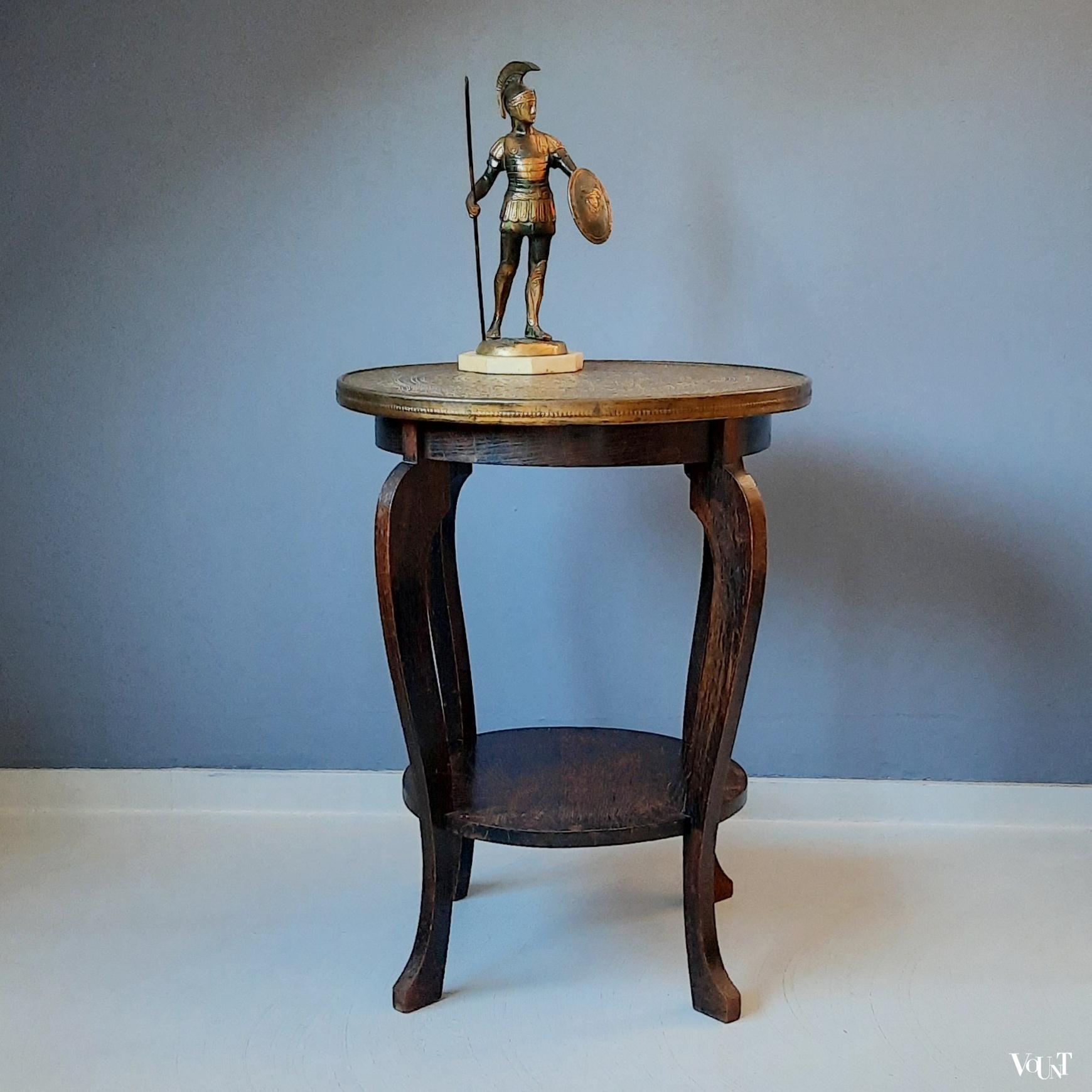 Art deco bijzettafel met messing blad, jaren '20/'30