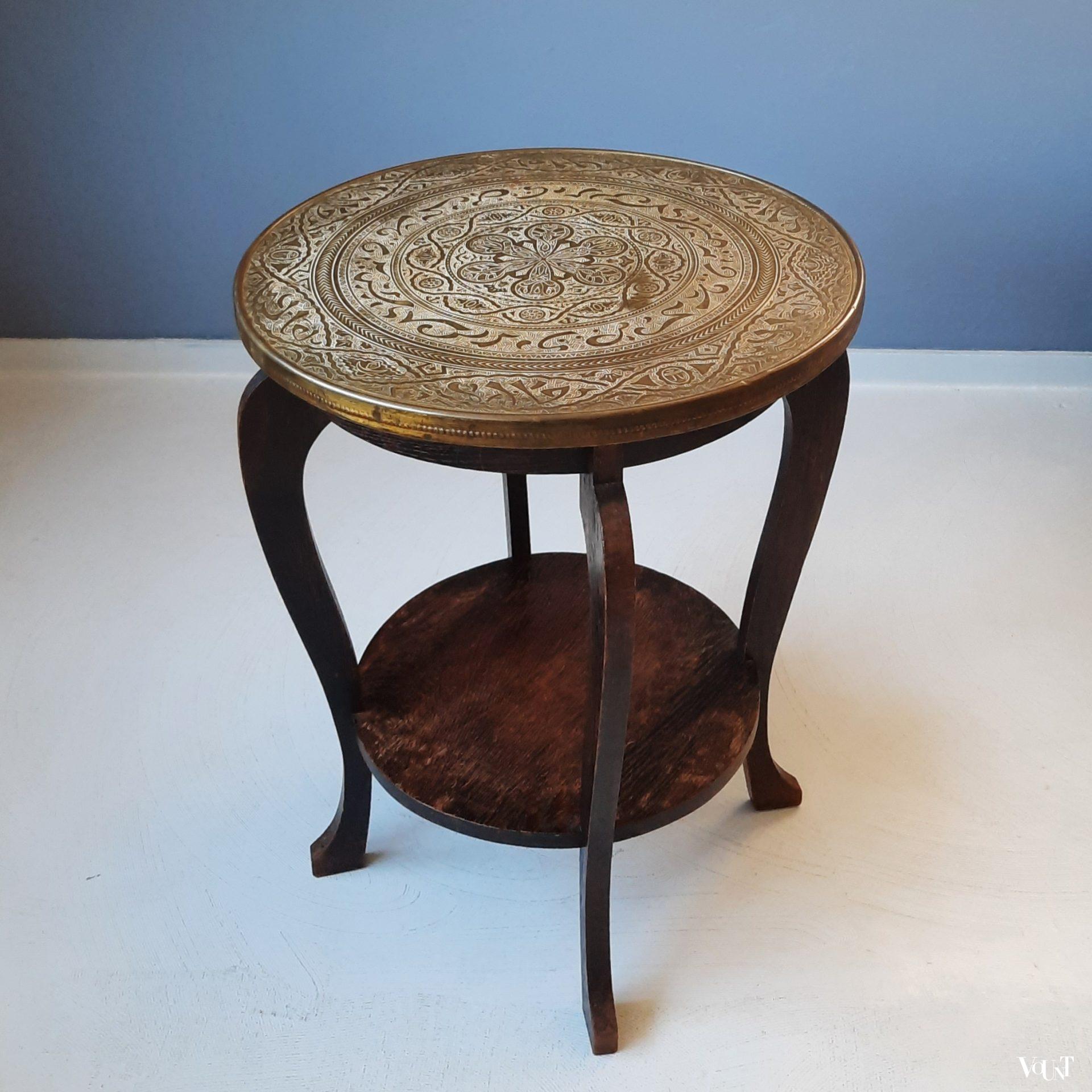 Art deco bijzettafel met messing blad, jaren '20/'30