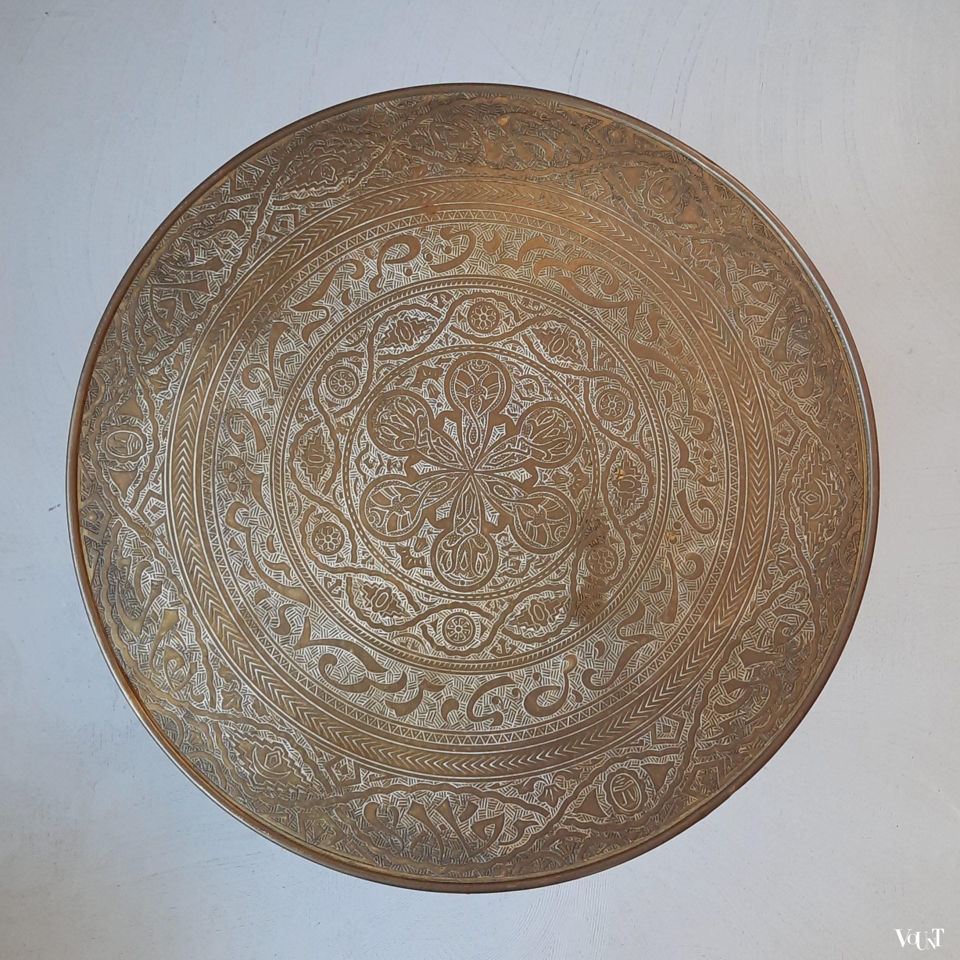 Art deco bijzettafel met messing blad, jaren '20/'30