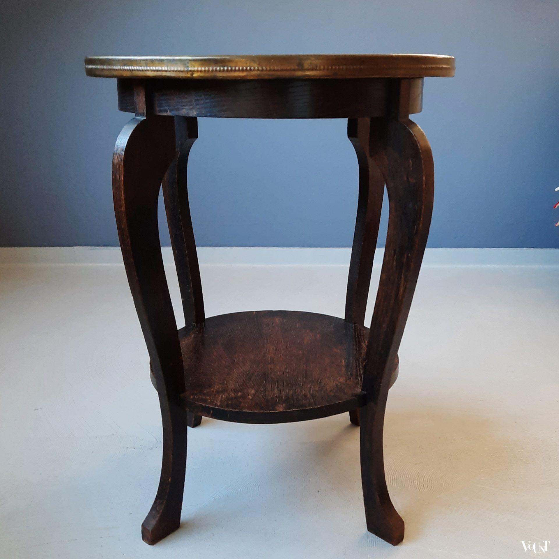 Art deco bijzettafel met messing blad, jaren '20/'30