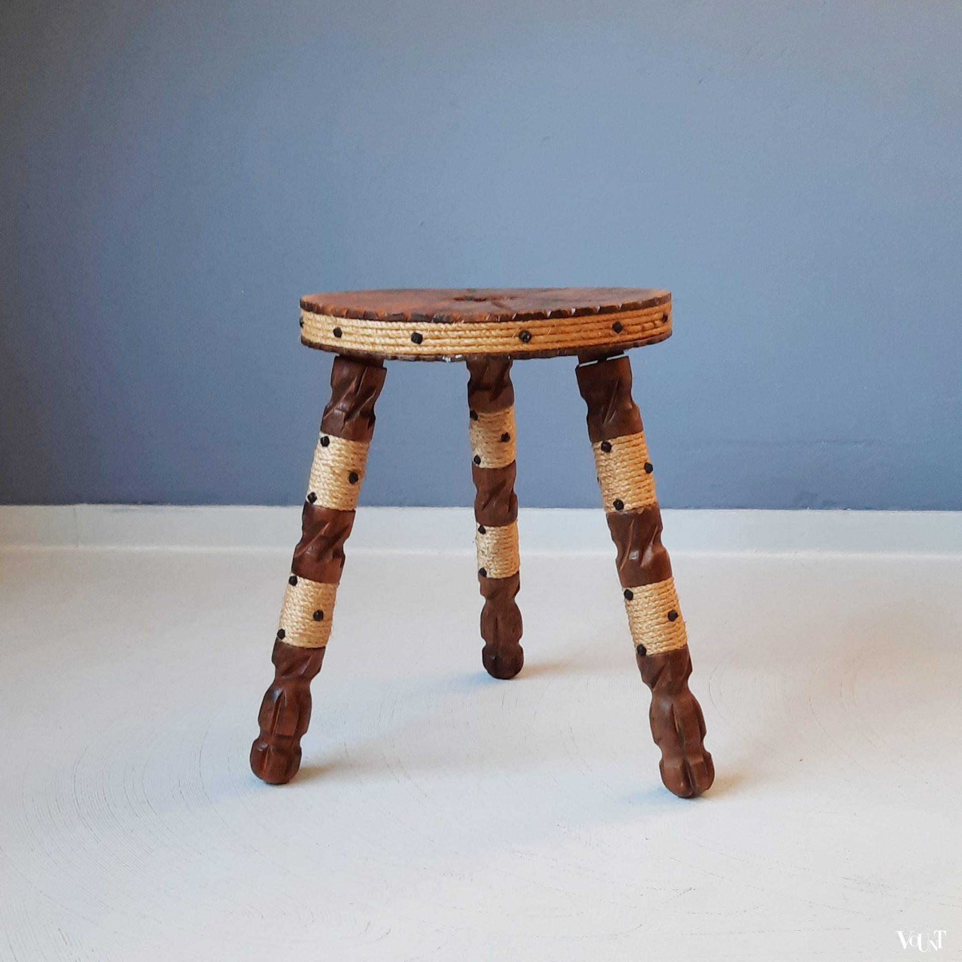 Houten kruk met touw, Spanje, jaren '70