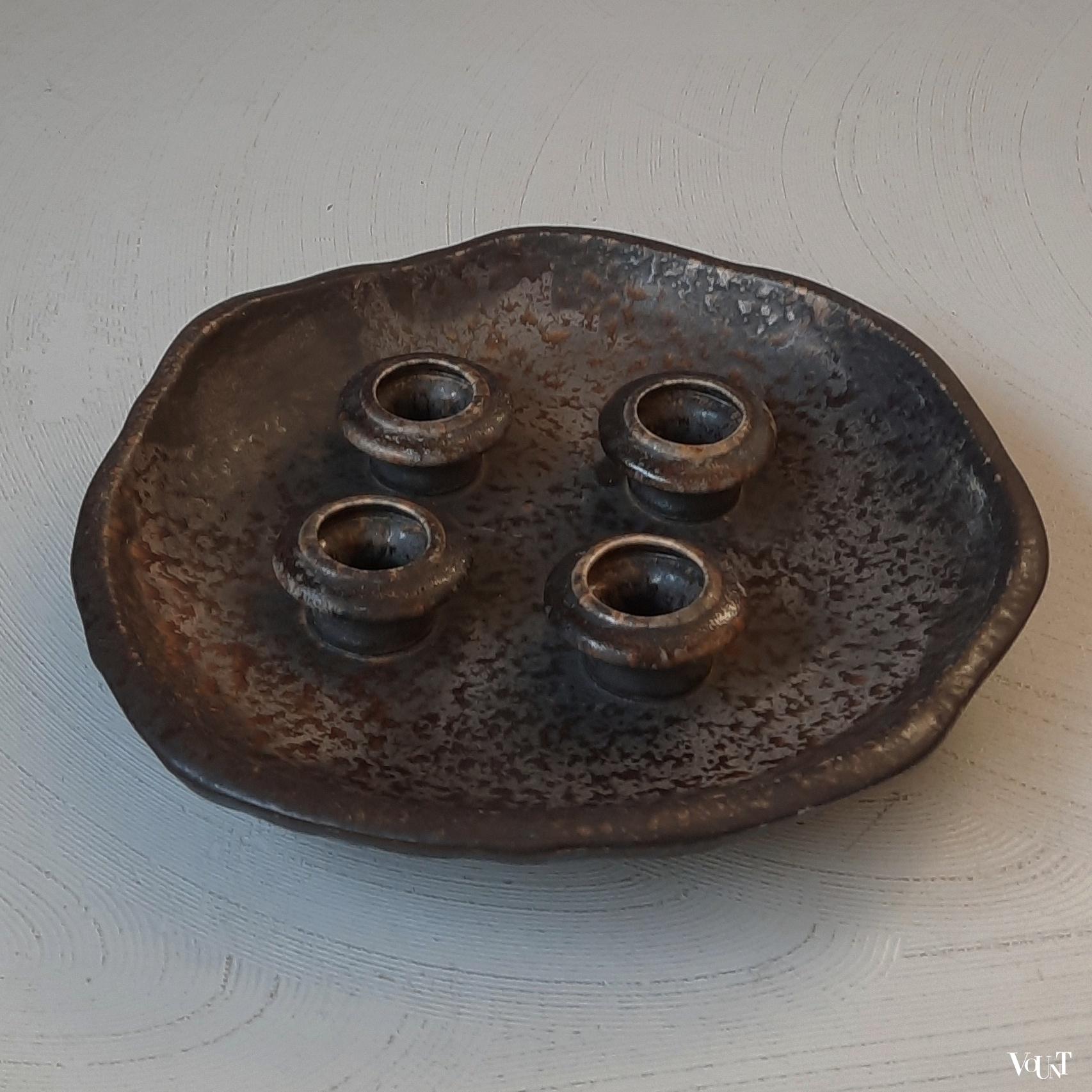 Brutalist kaarsenhouder keramiek, Ruscha, jaren '60/'70