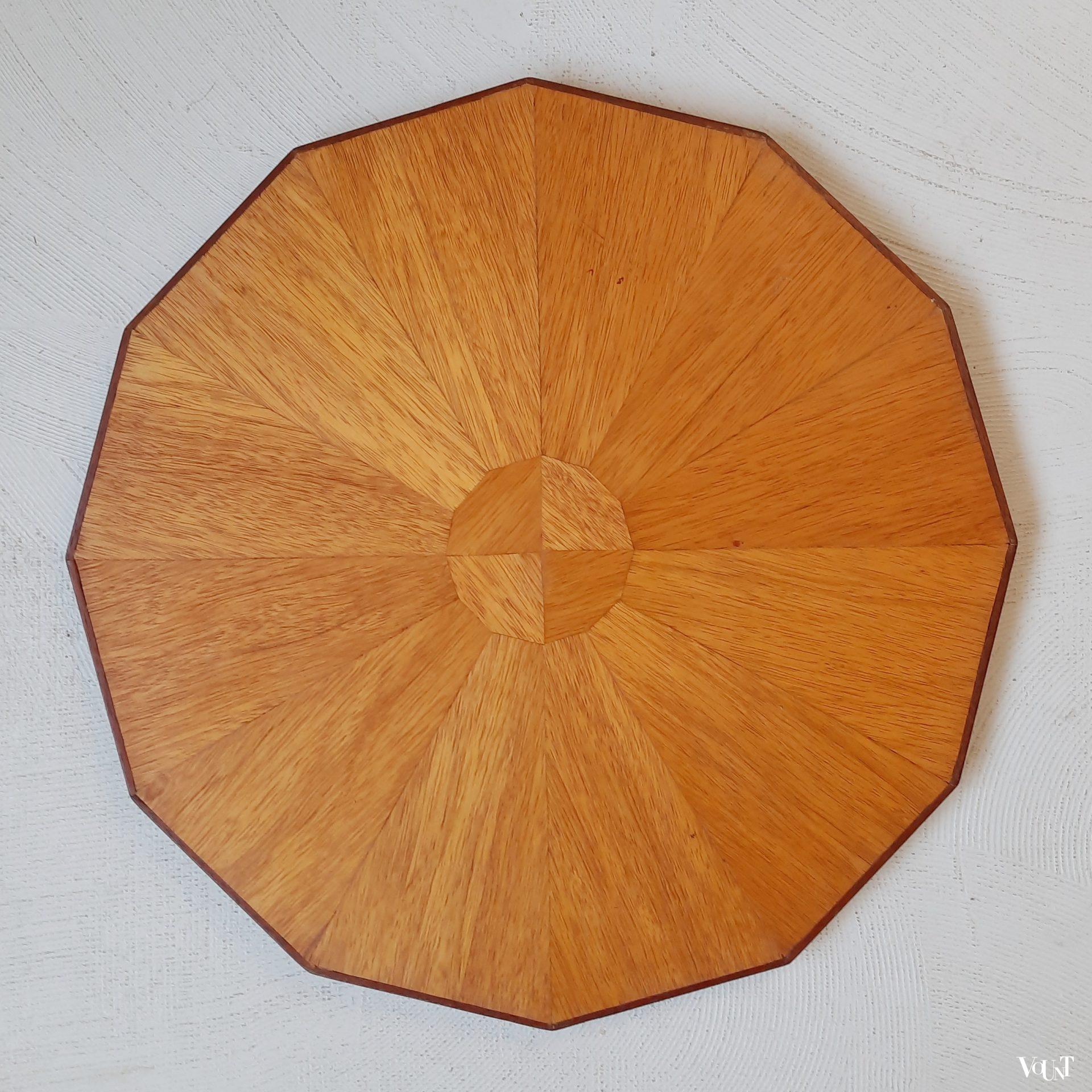 Octogonaal marqueterie dienblad, art deco-stijl, jaren '70