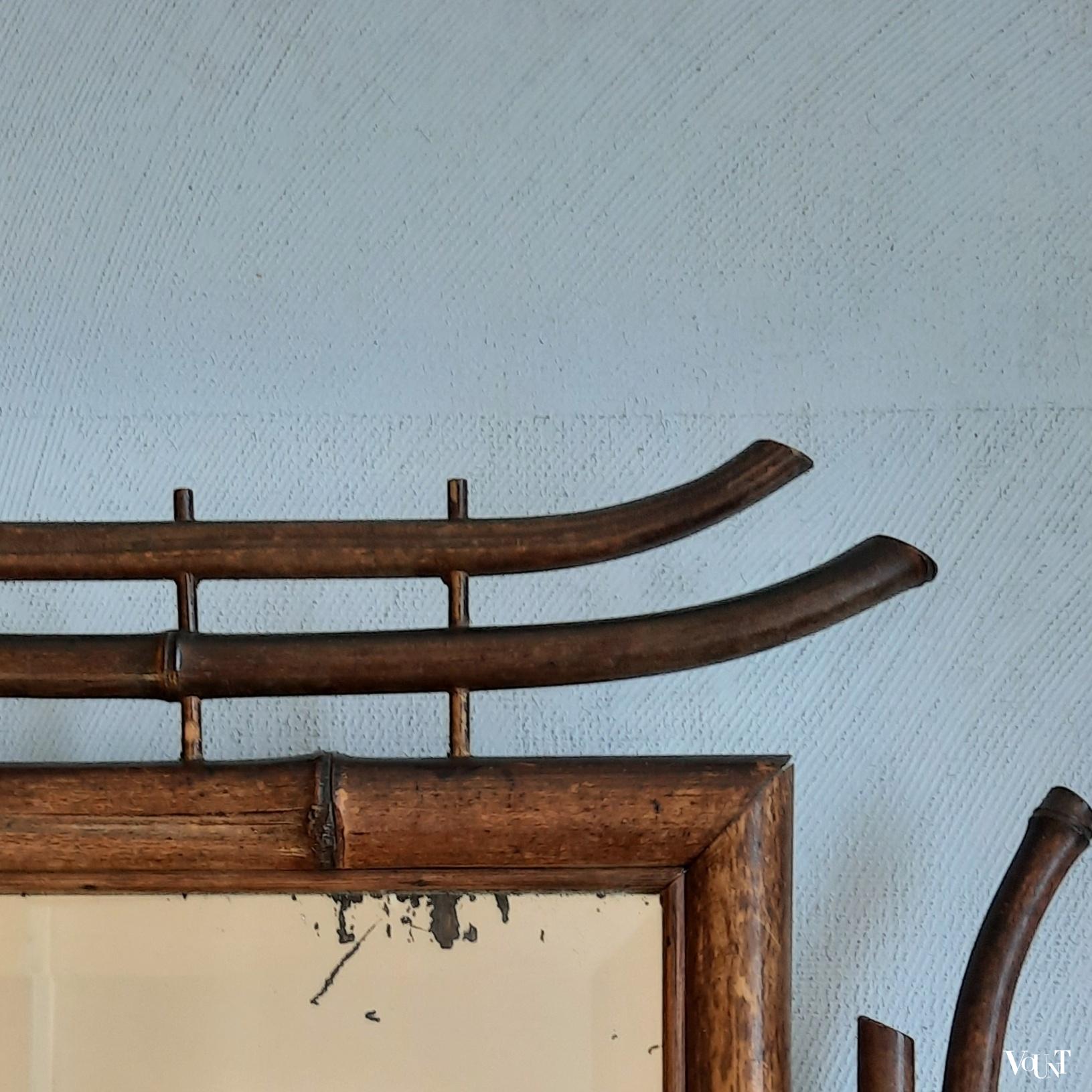Japonaiserie spiegel bamboe / rotan, eind 19e eeuw
