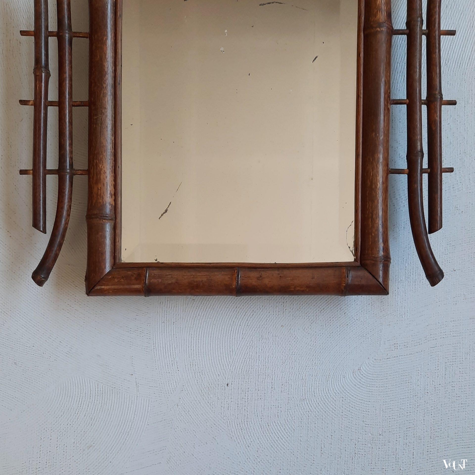Japonaiserie spiegel bamboe / rotan, eind 19e eeuw