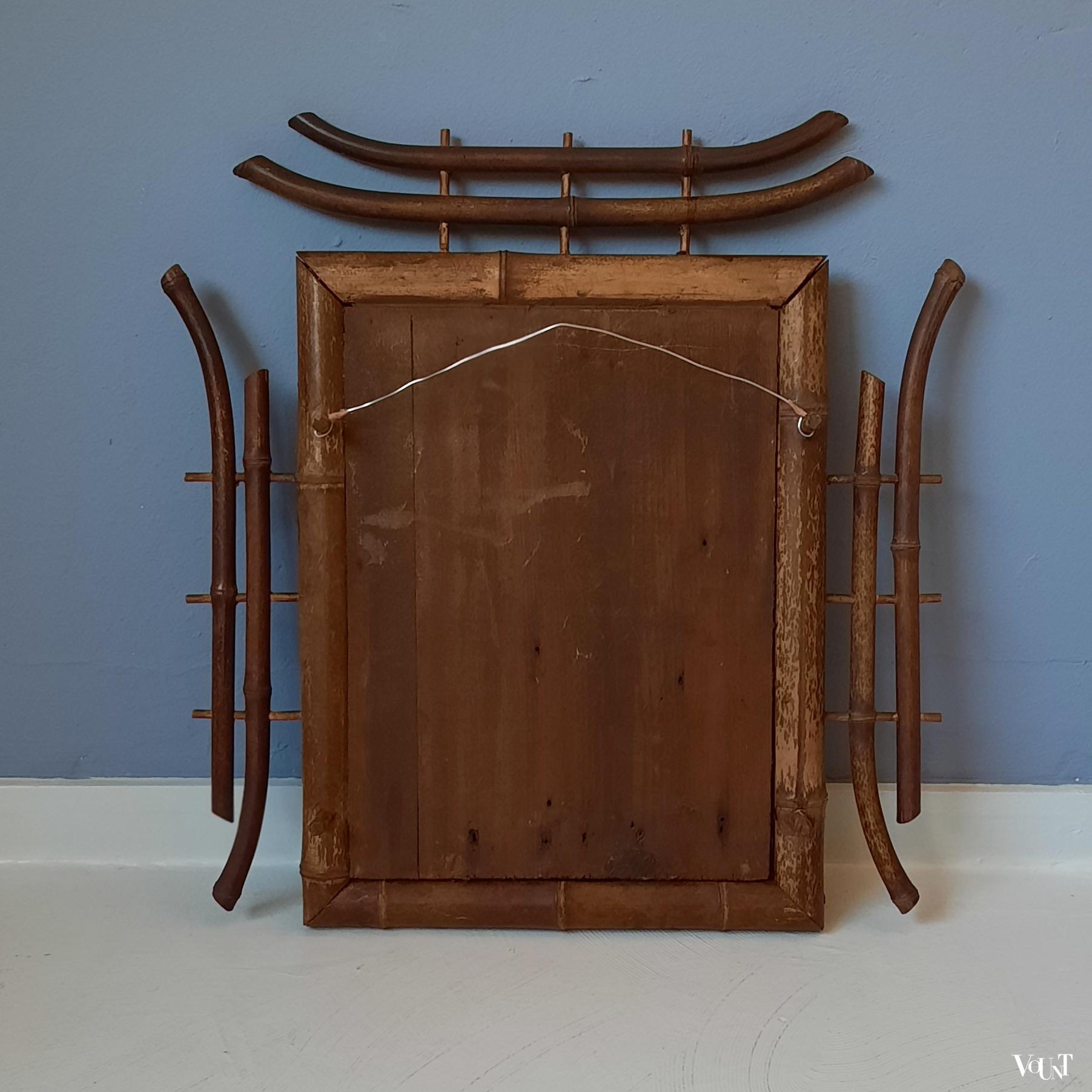 Japonaiserie spiegel bamboe / rotan, eind 19e eeuw