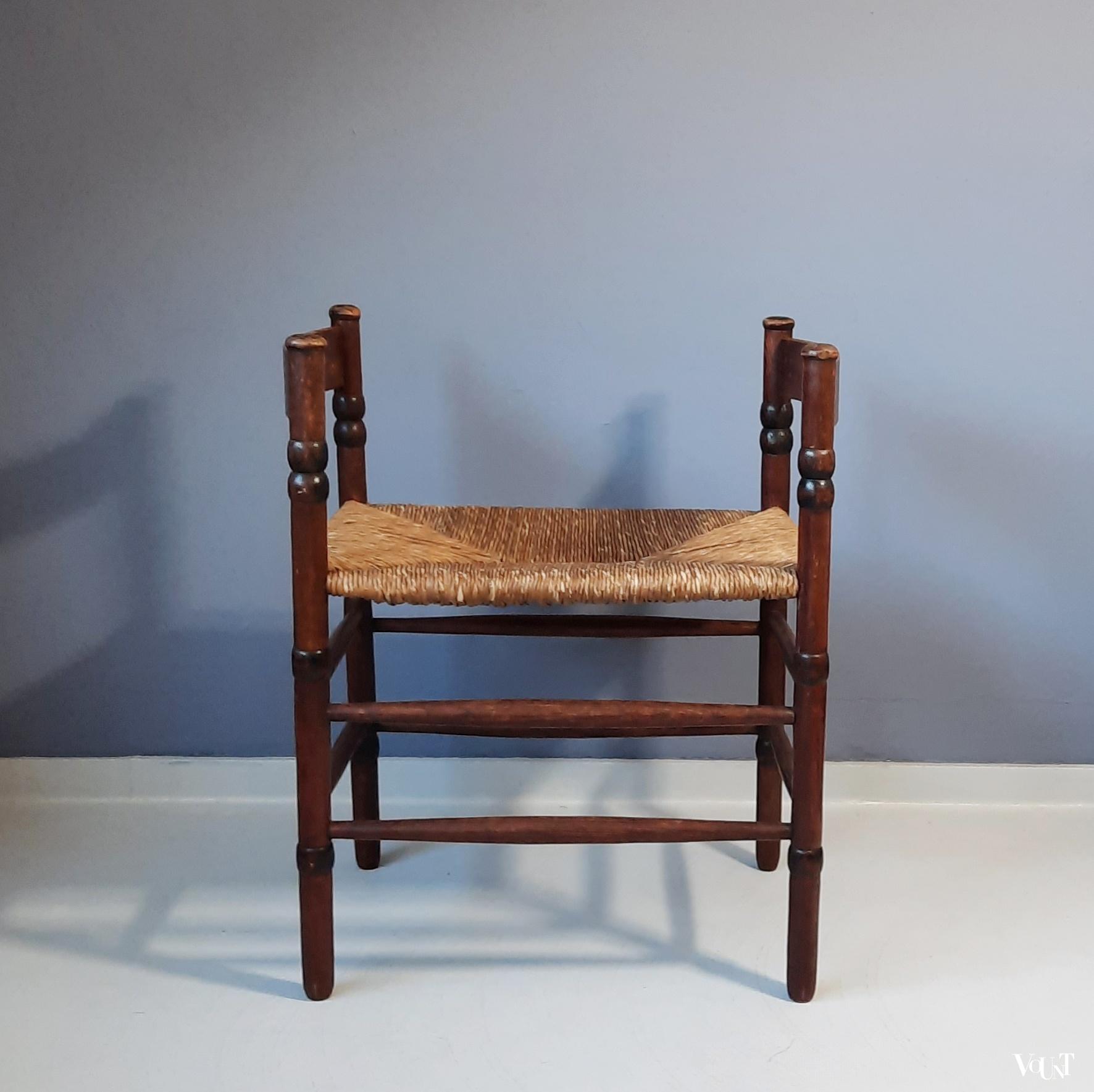 Art deco bankje met biezen zitting, N.V. Jac. Levee, jaren '30