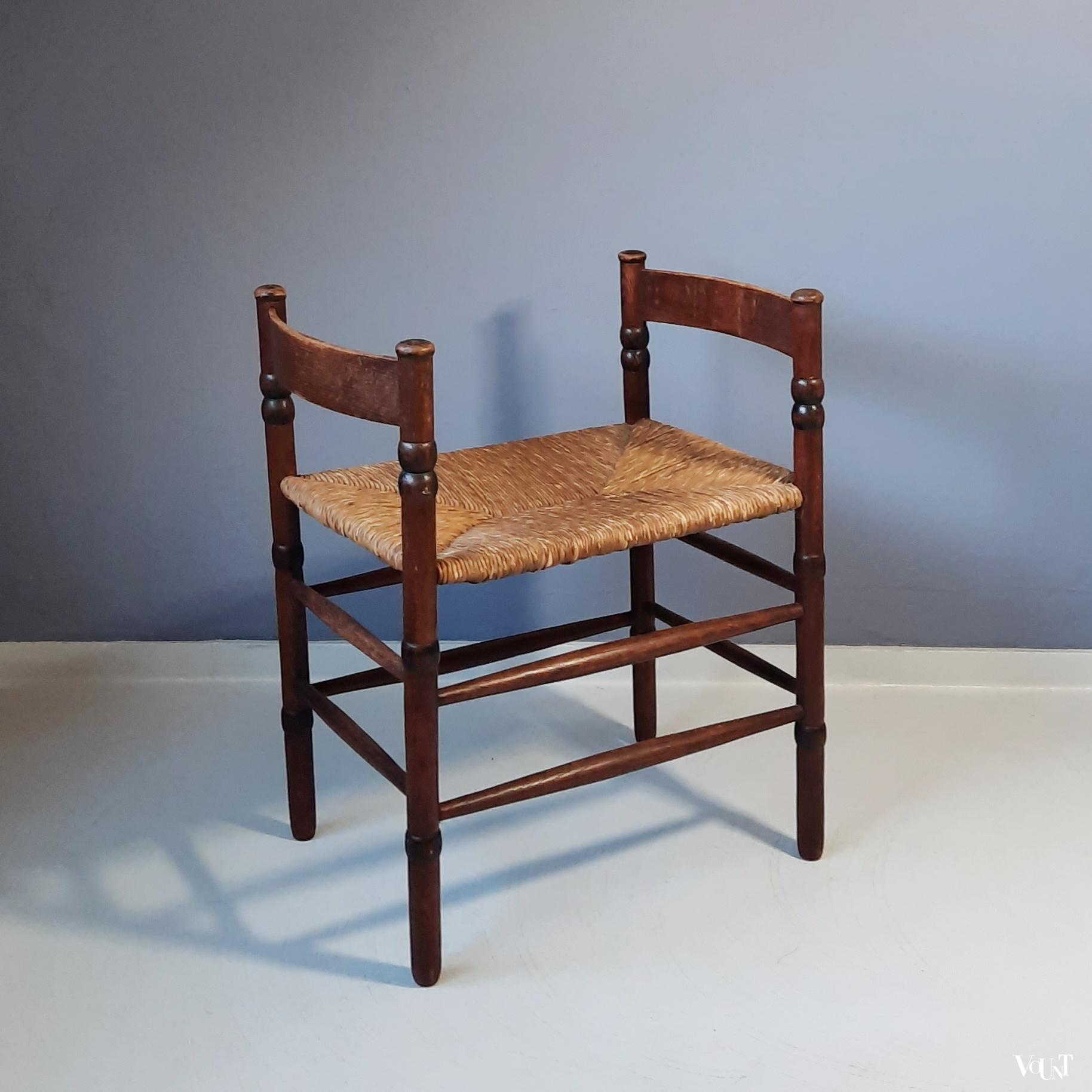 Art deco bankje met biezen zitting, N.V. Jac. Levee, jaren '30